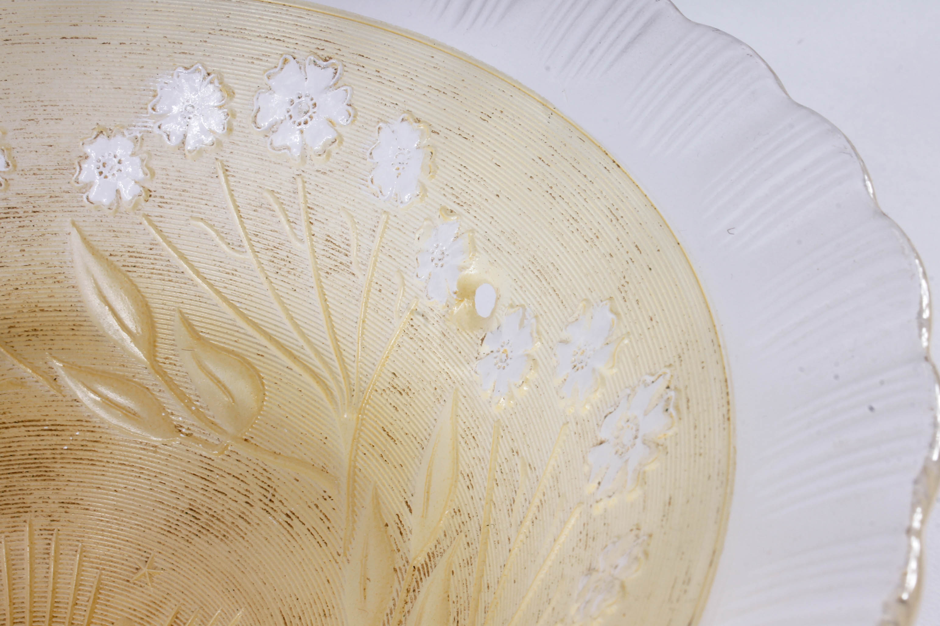 Vintage Glass Bowl in Brass Stand