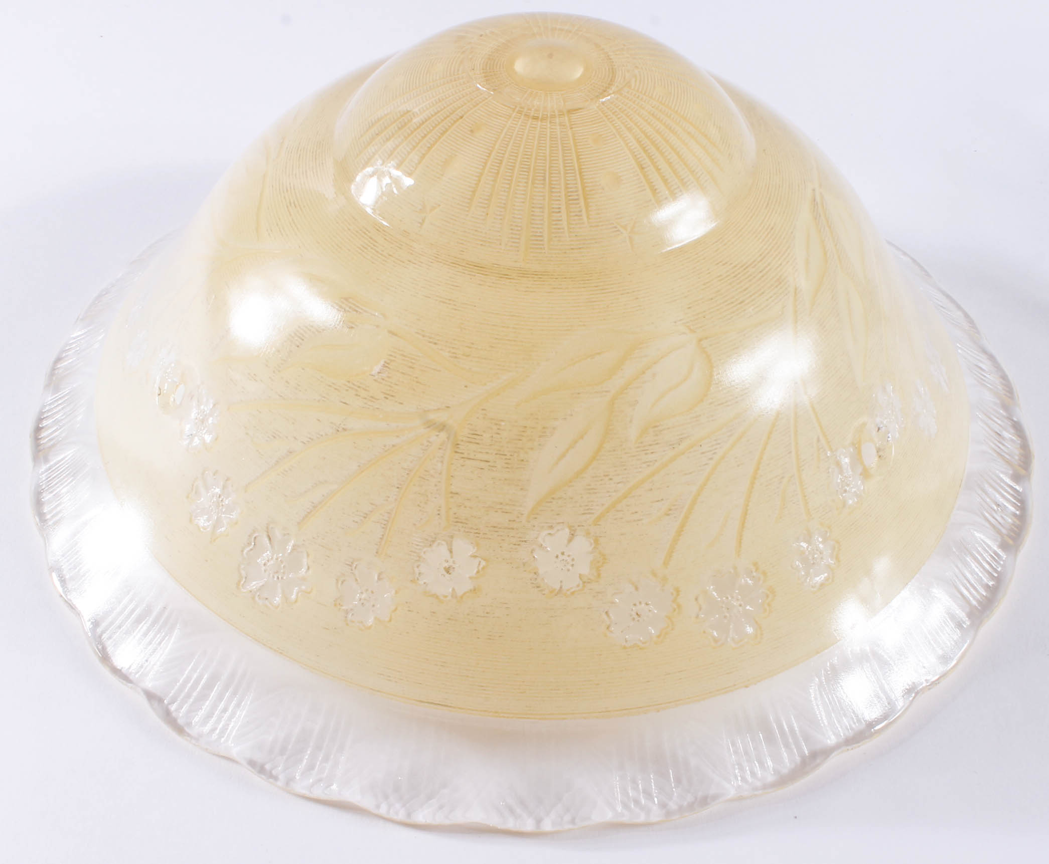 Vintage Glass Bowl in Brass Stand