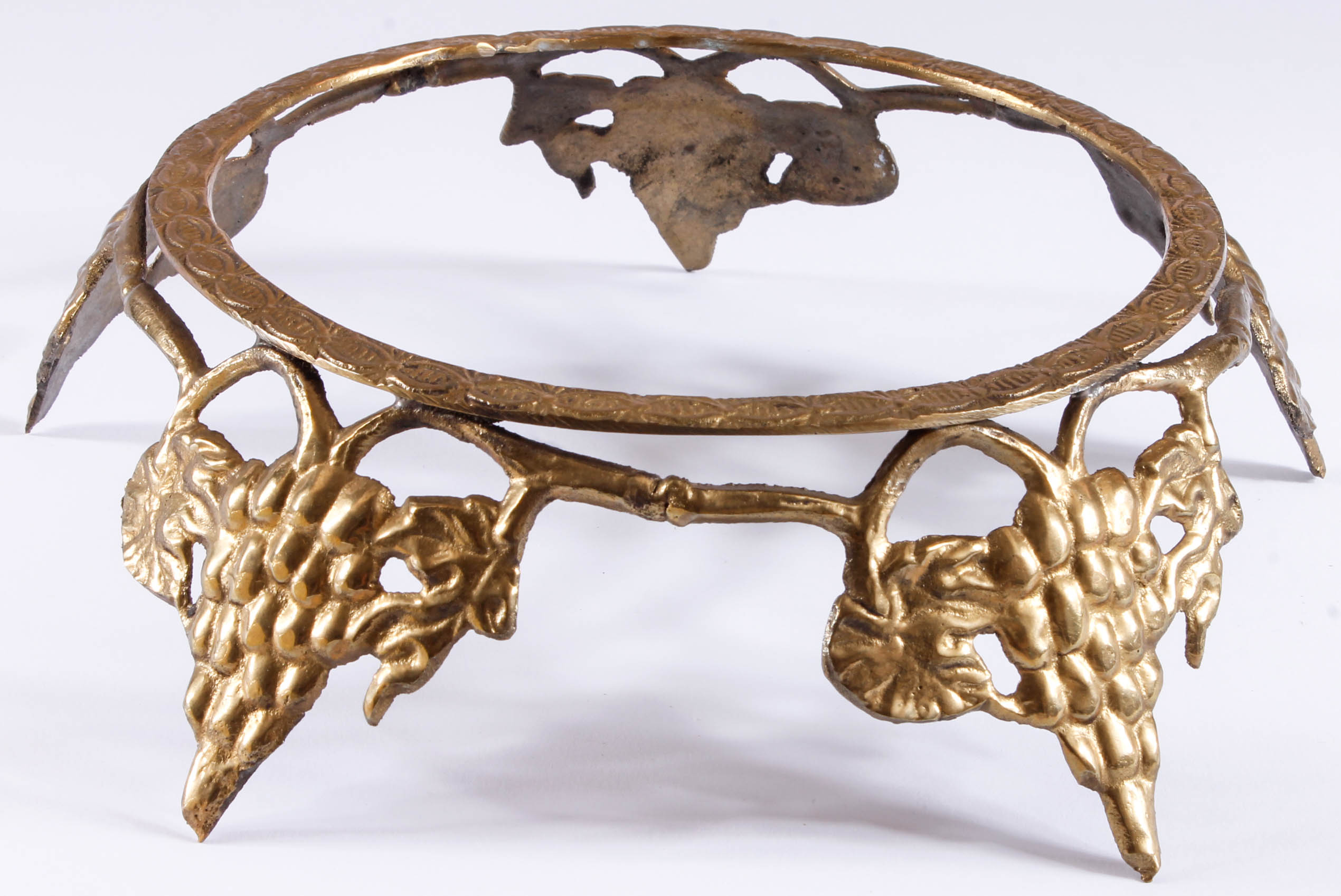 Vintage Glass Bowl in Brass Stand