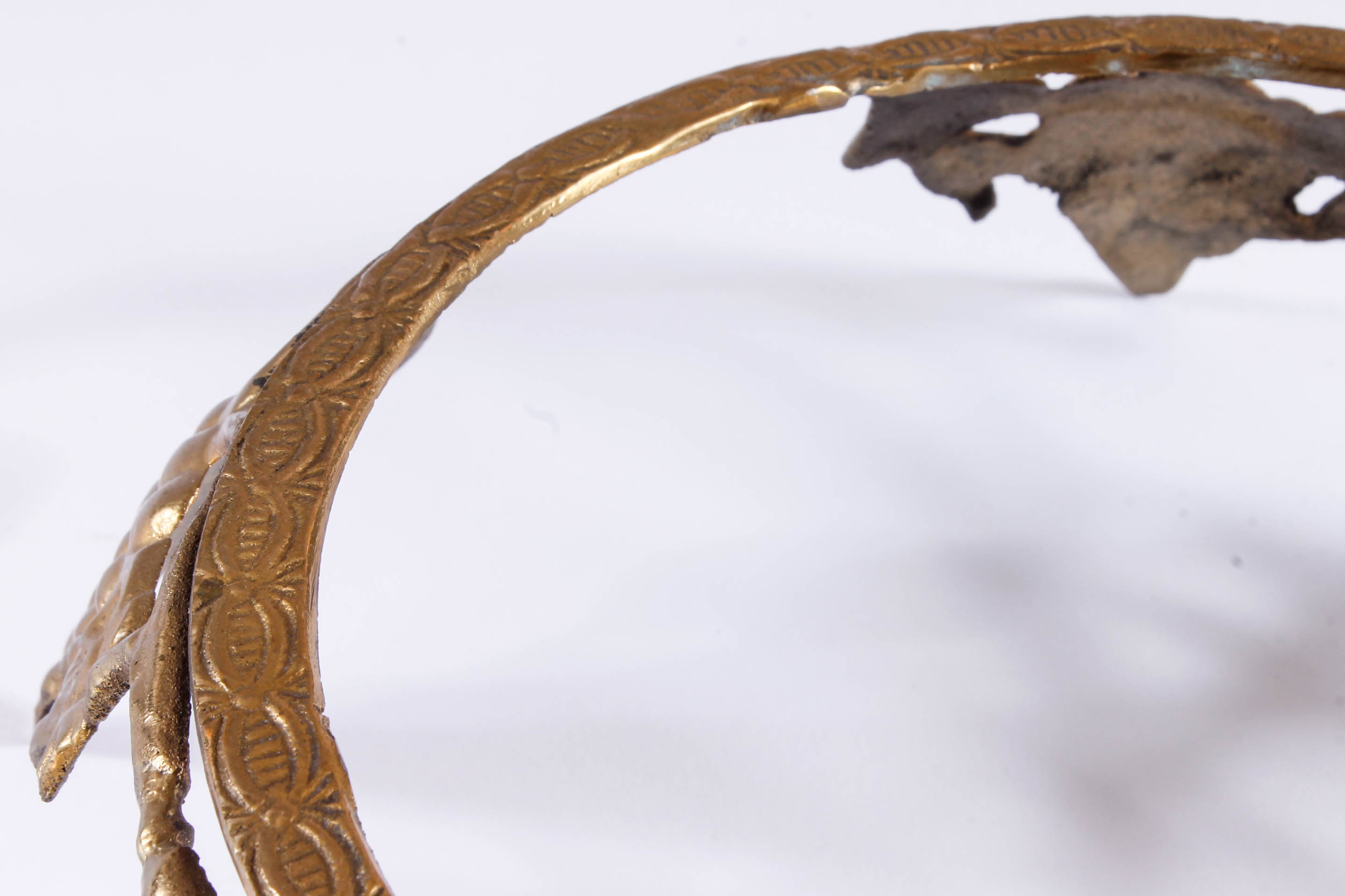 Vintage Glass Bowl in Brass Stand