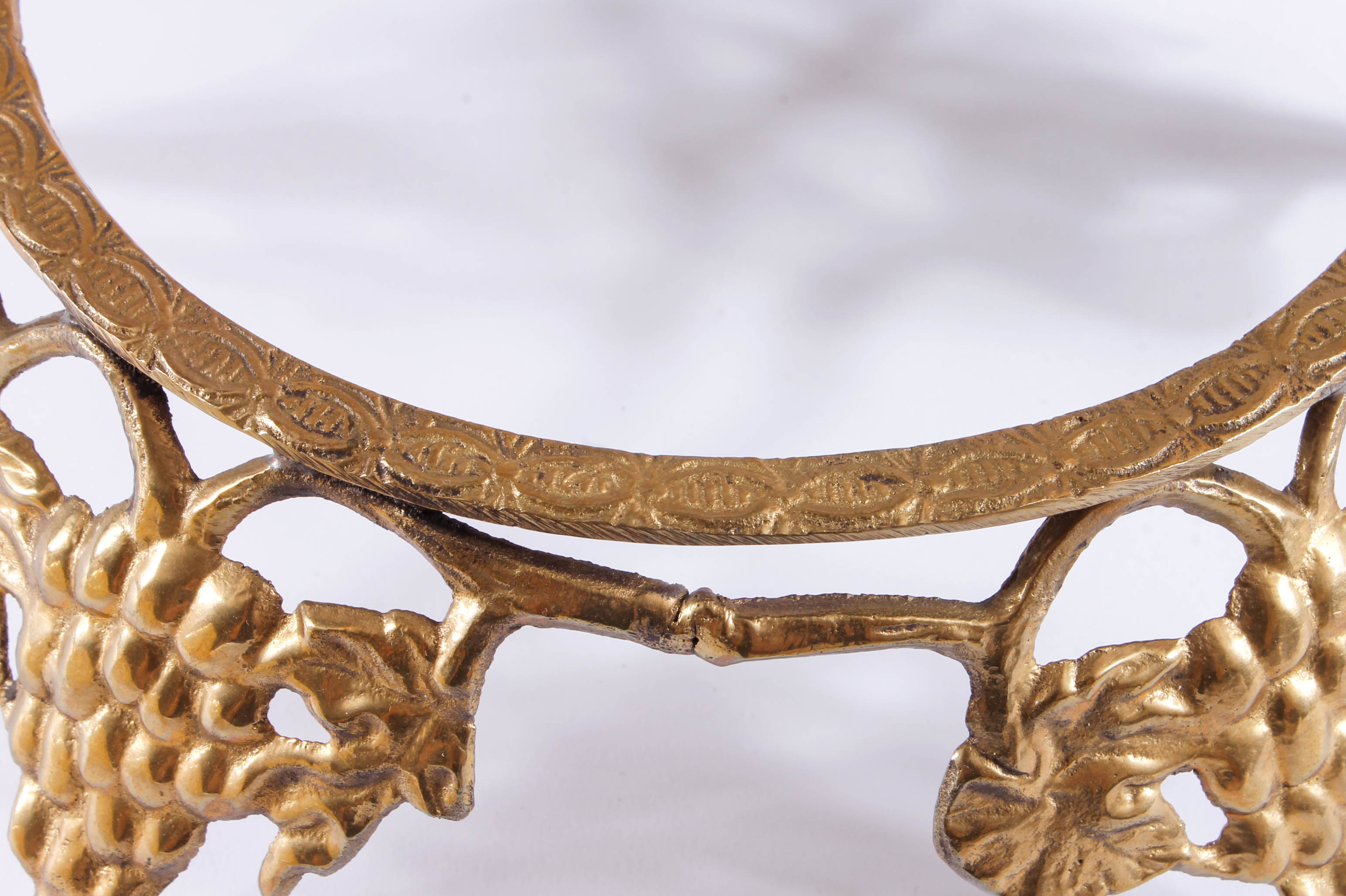 Vintage Glass Bowl in Brass Stand