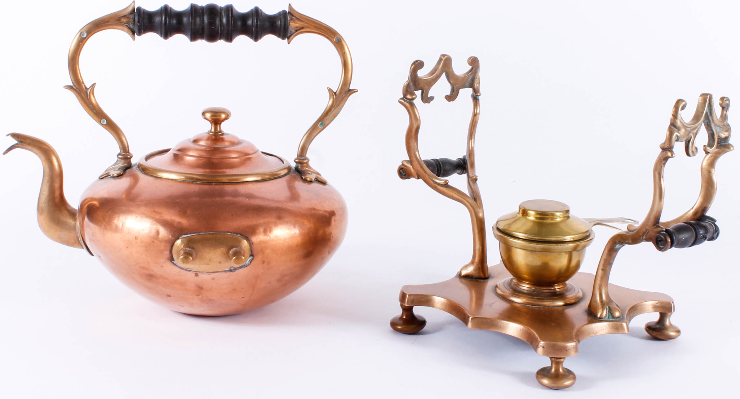 Vintage Copper Kettle with Warming Stand