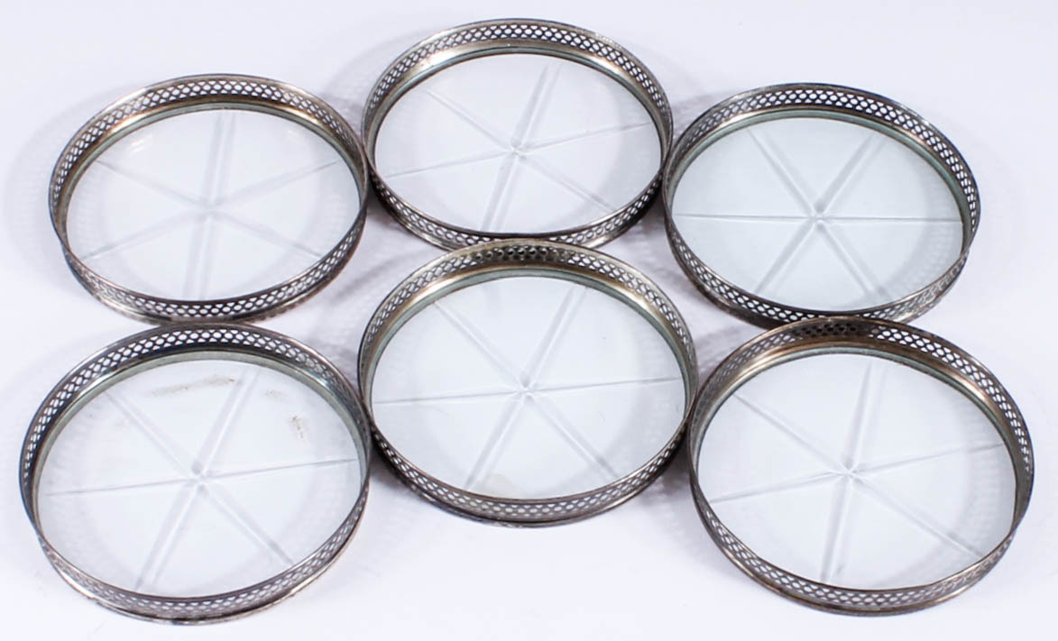 Sterling and Glass Coasters by Webster
