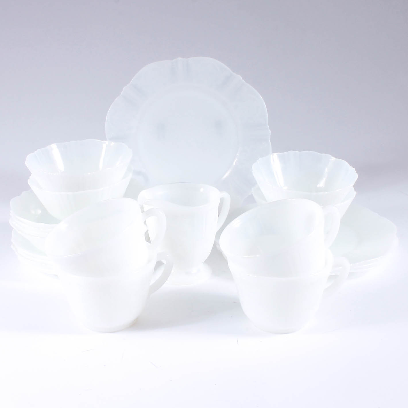 White Glass Tea Set