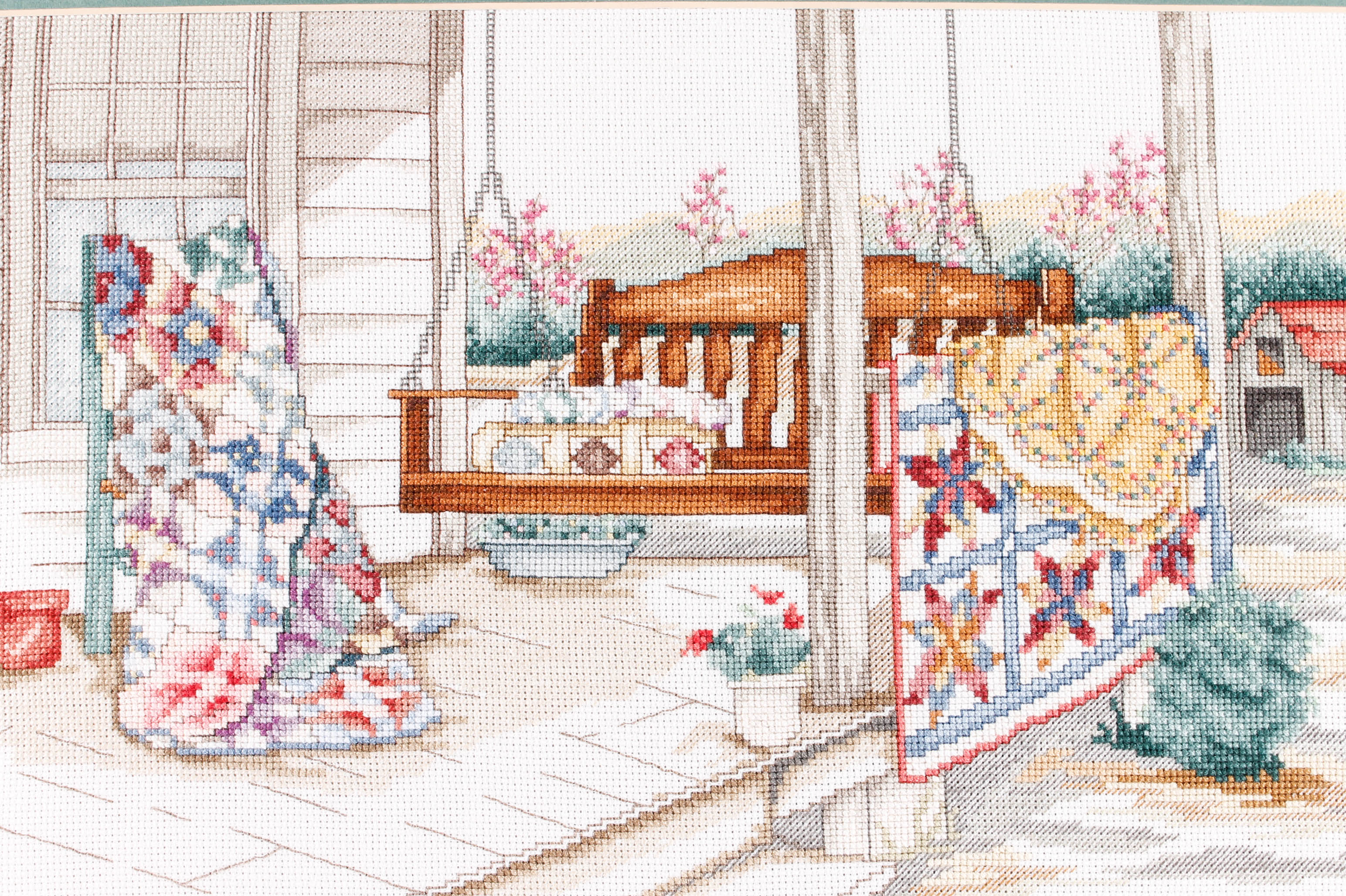 Framed Porch Scene Needlepoint