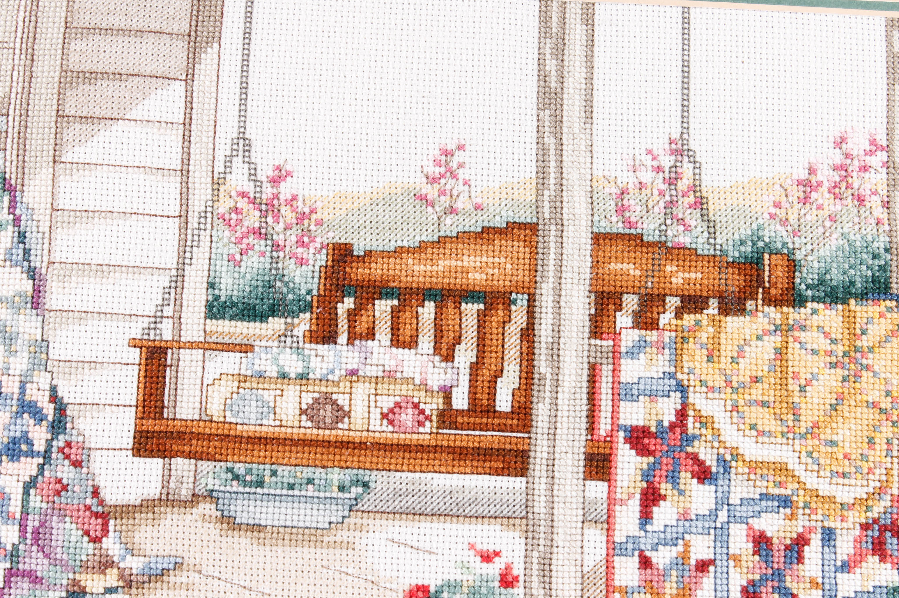 Framed Porch Scene Needlepoint