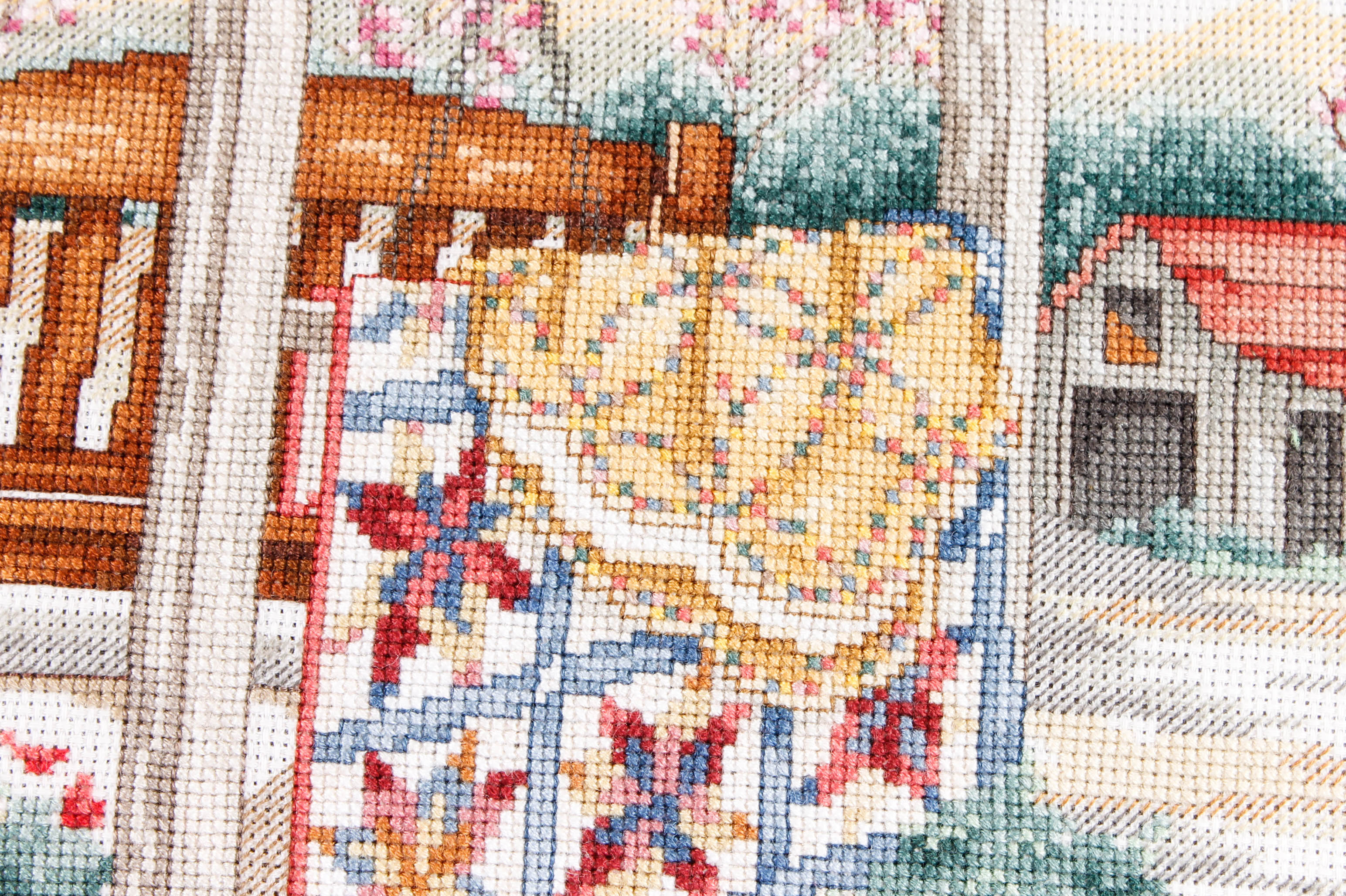 Framed Porch Scene Needlepoint