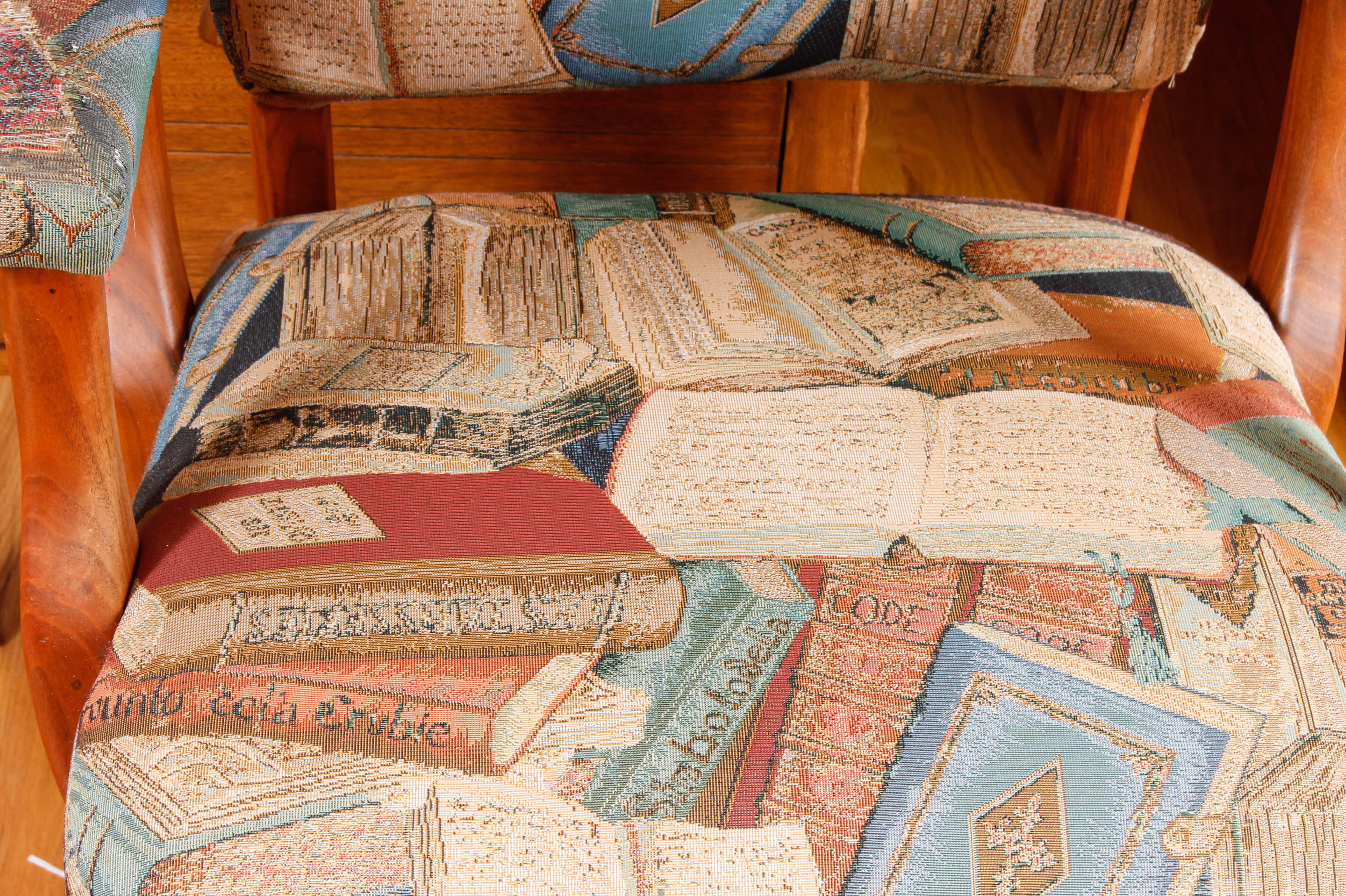 Large Vintage Wooden Desk with Upholstered Office Chair