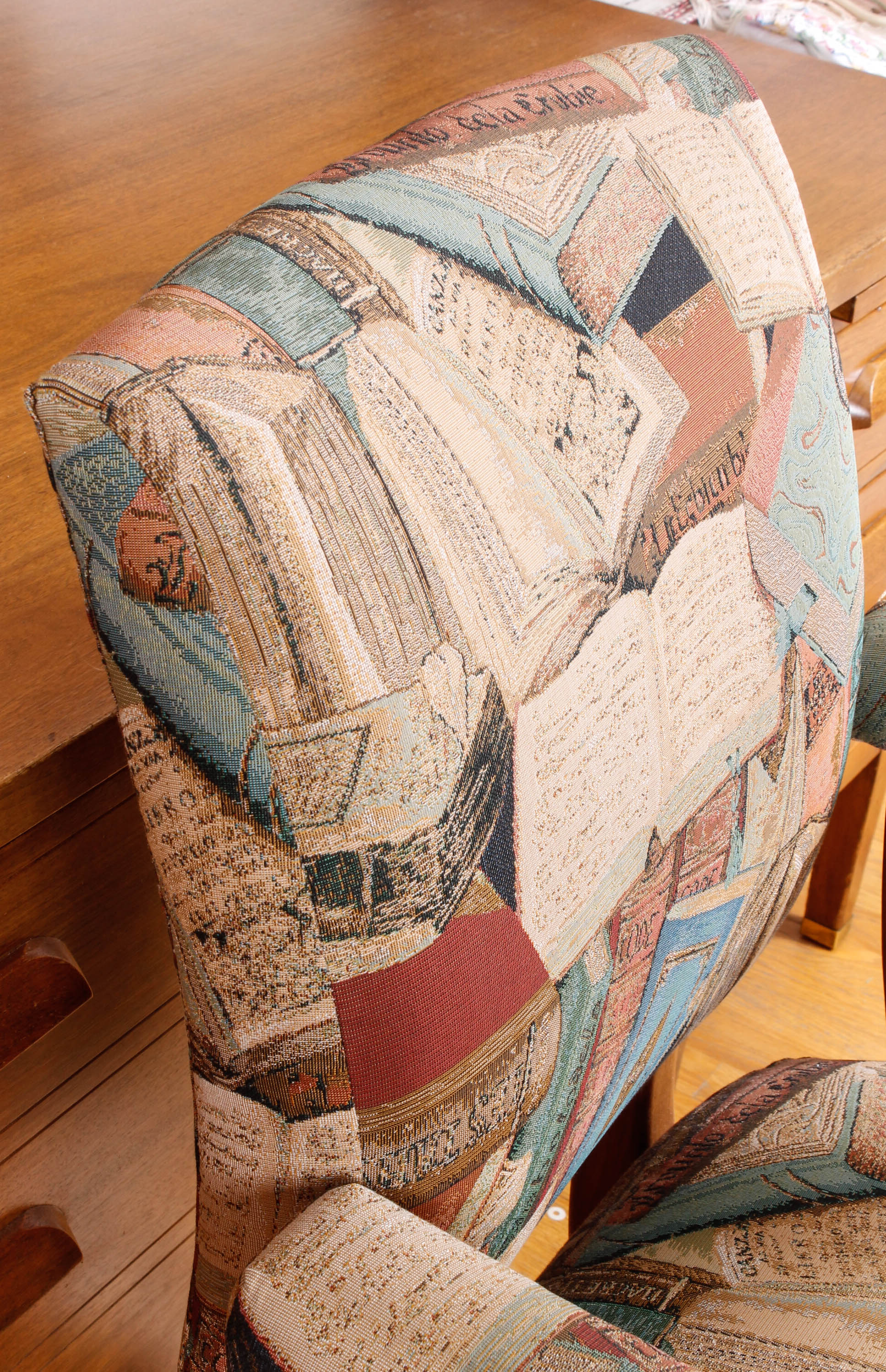 Large Vintage Wooden Desk with Upholstered Office Chair