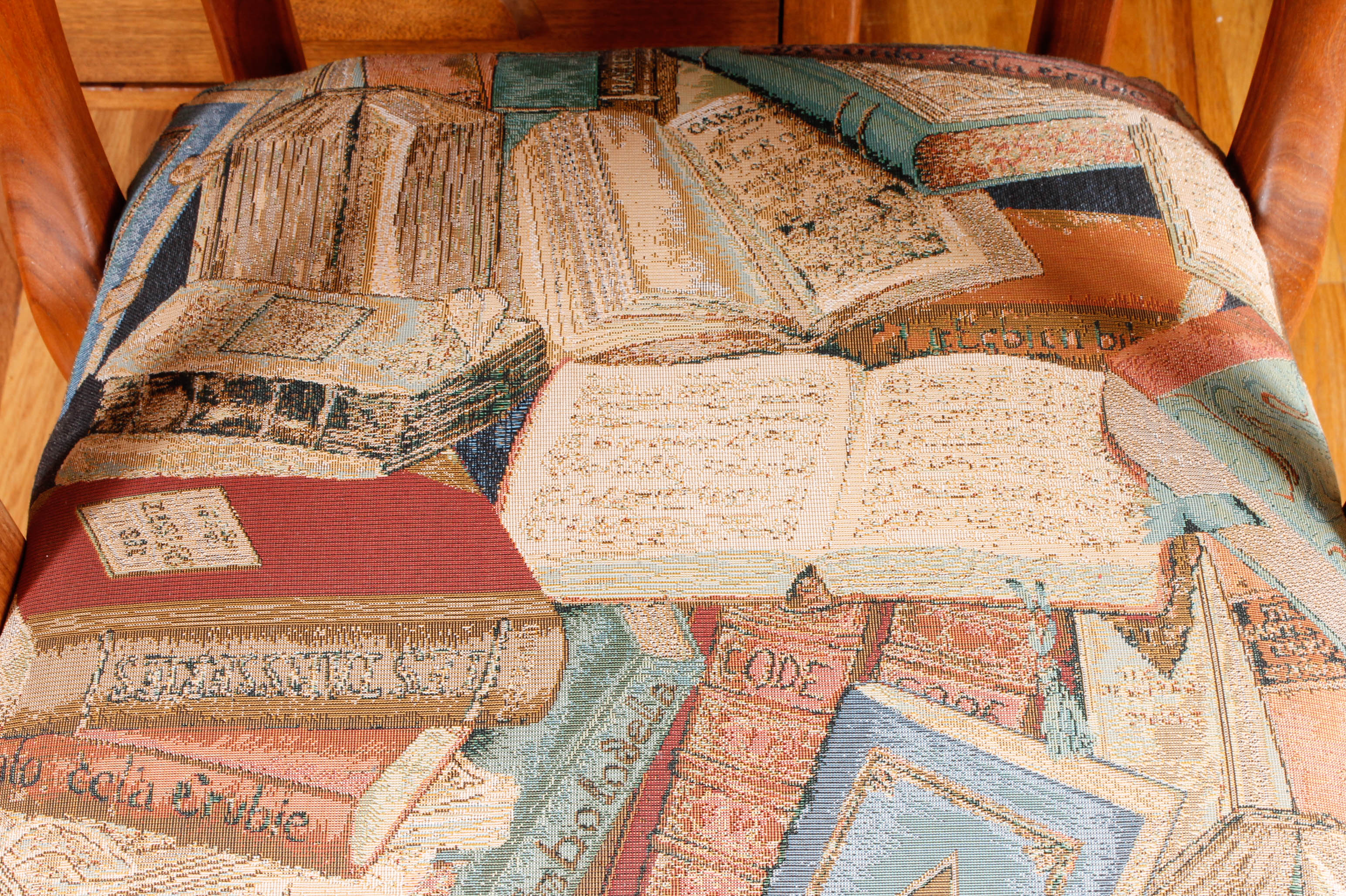 Large Vintage Wooden Desk with Upholstered Office Chair