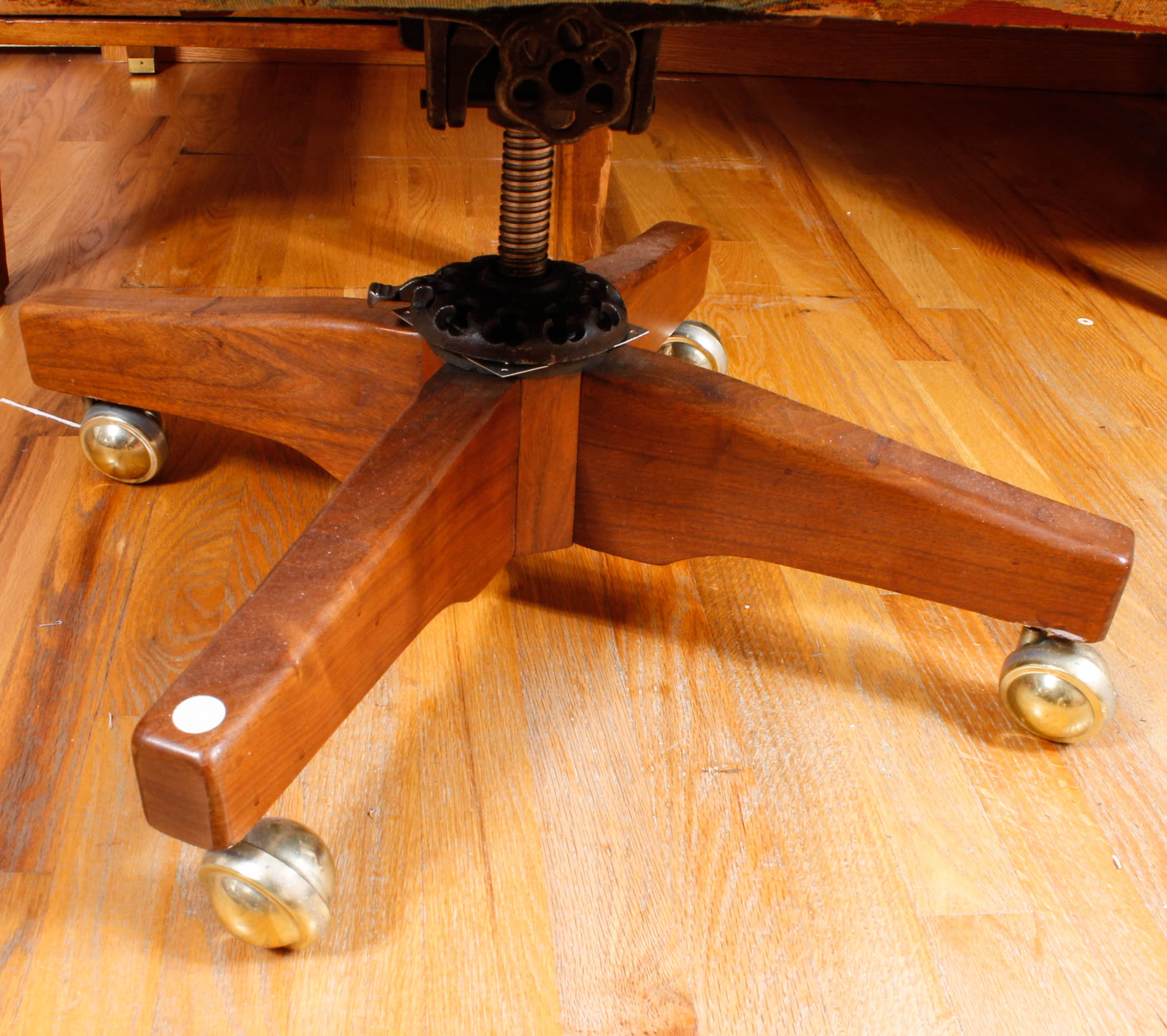 Large Vintage Wooden Desk with Upholstered Office Chair