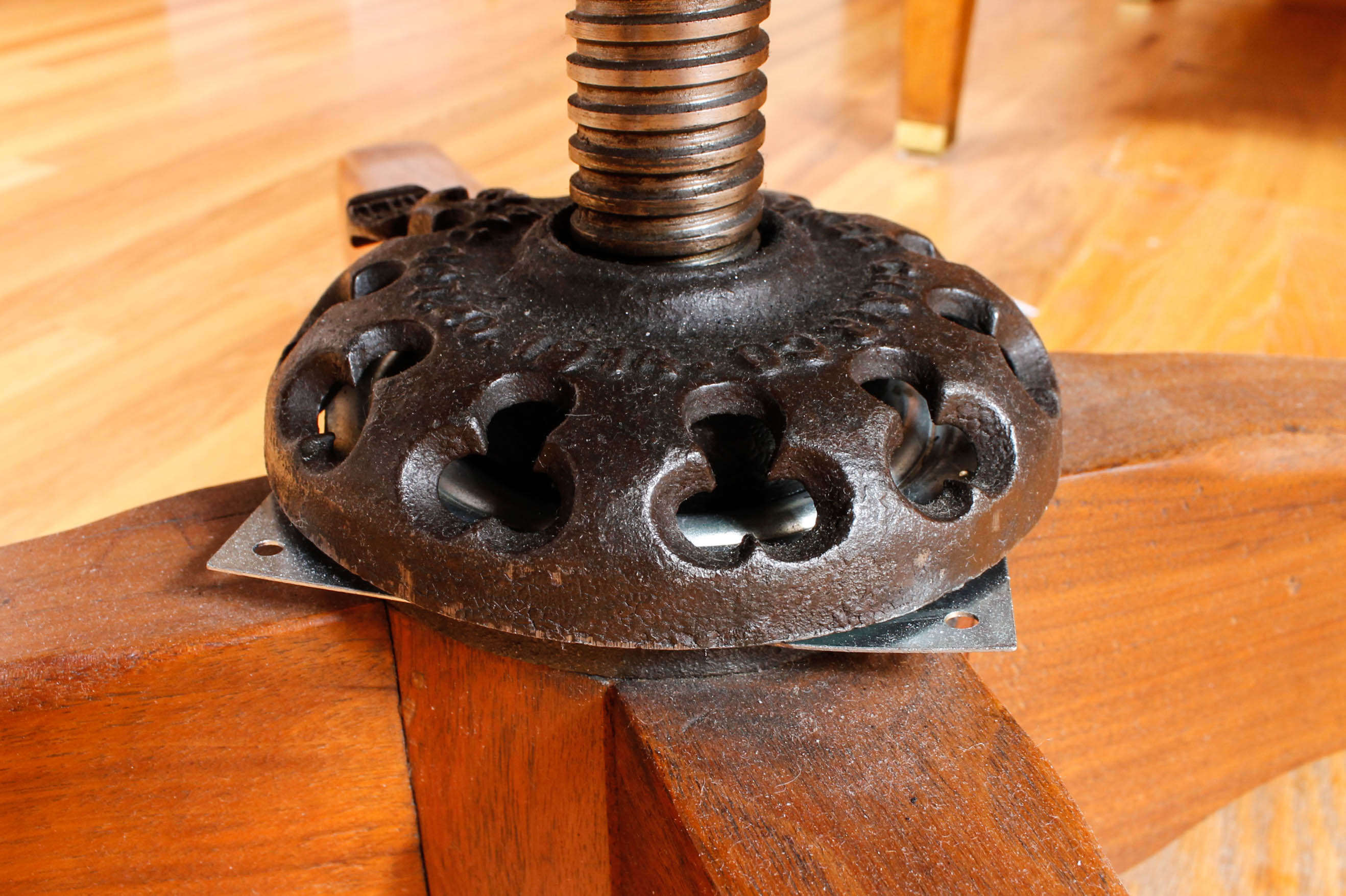 Large Vintage Wooden Desk with Upholstered Office Chair