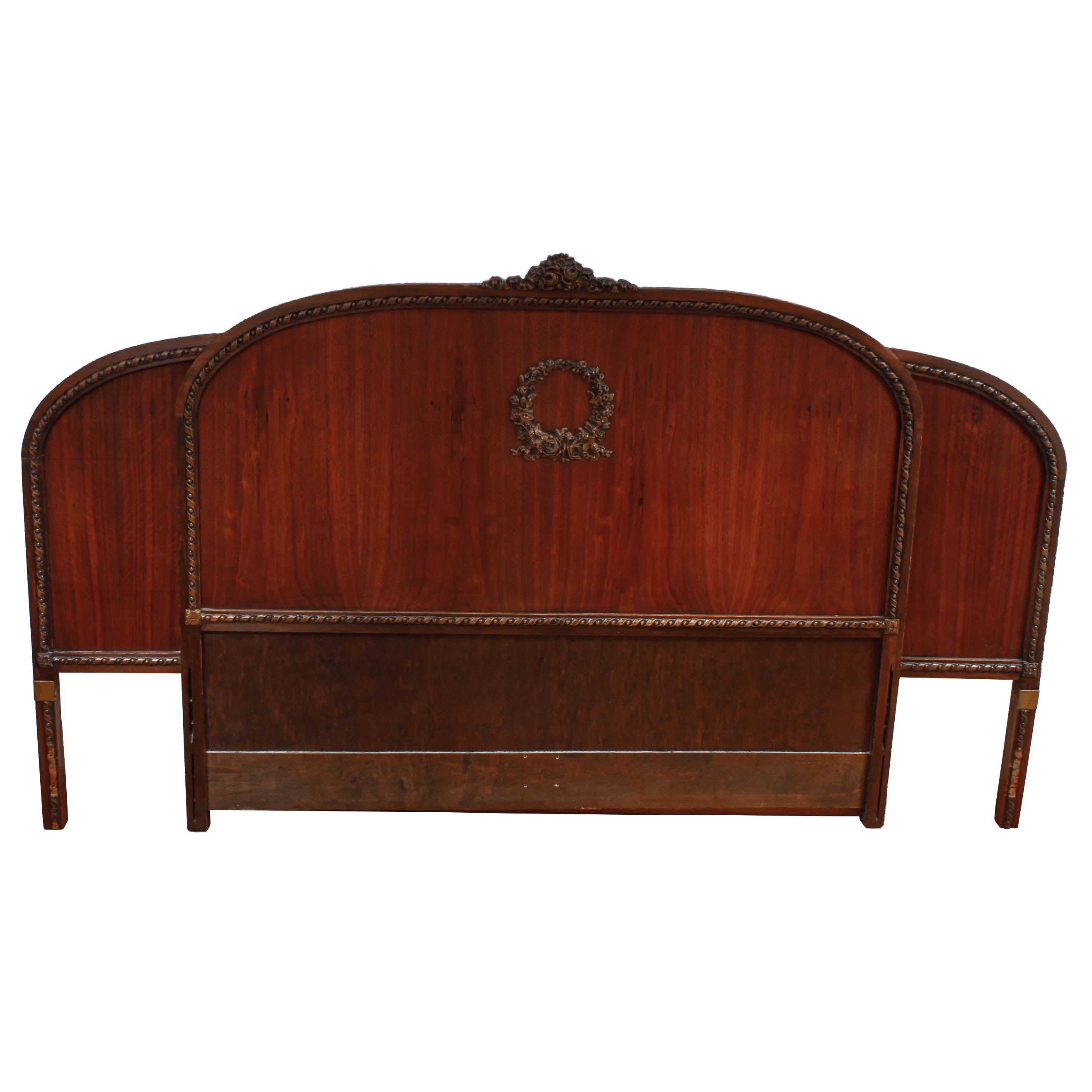 Vintage Wooden Headboard with Carved Details