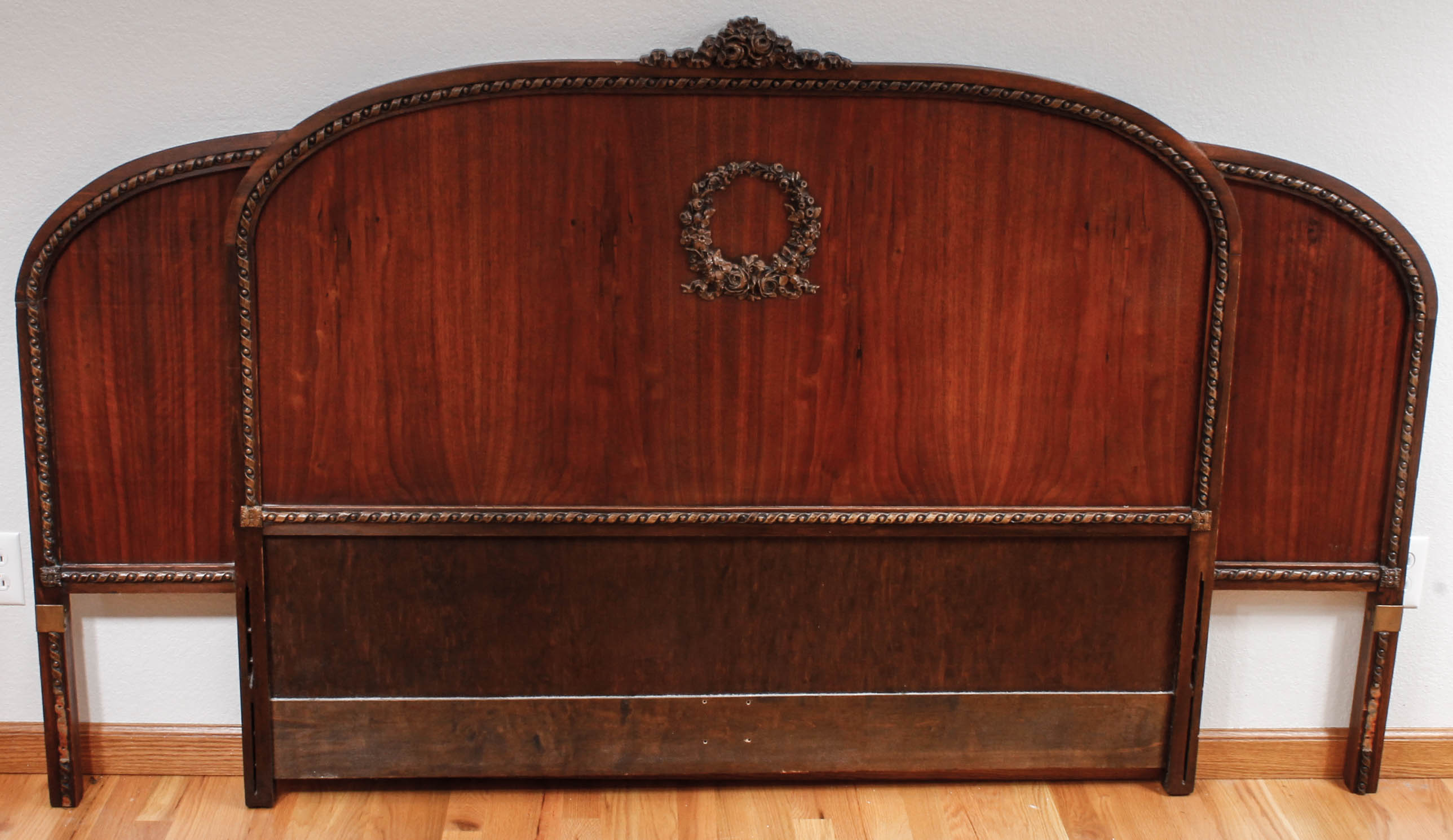 Vintage Wooden Headboard with Carved Details