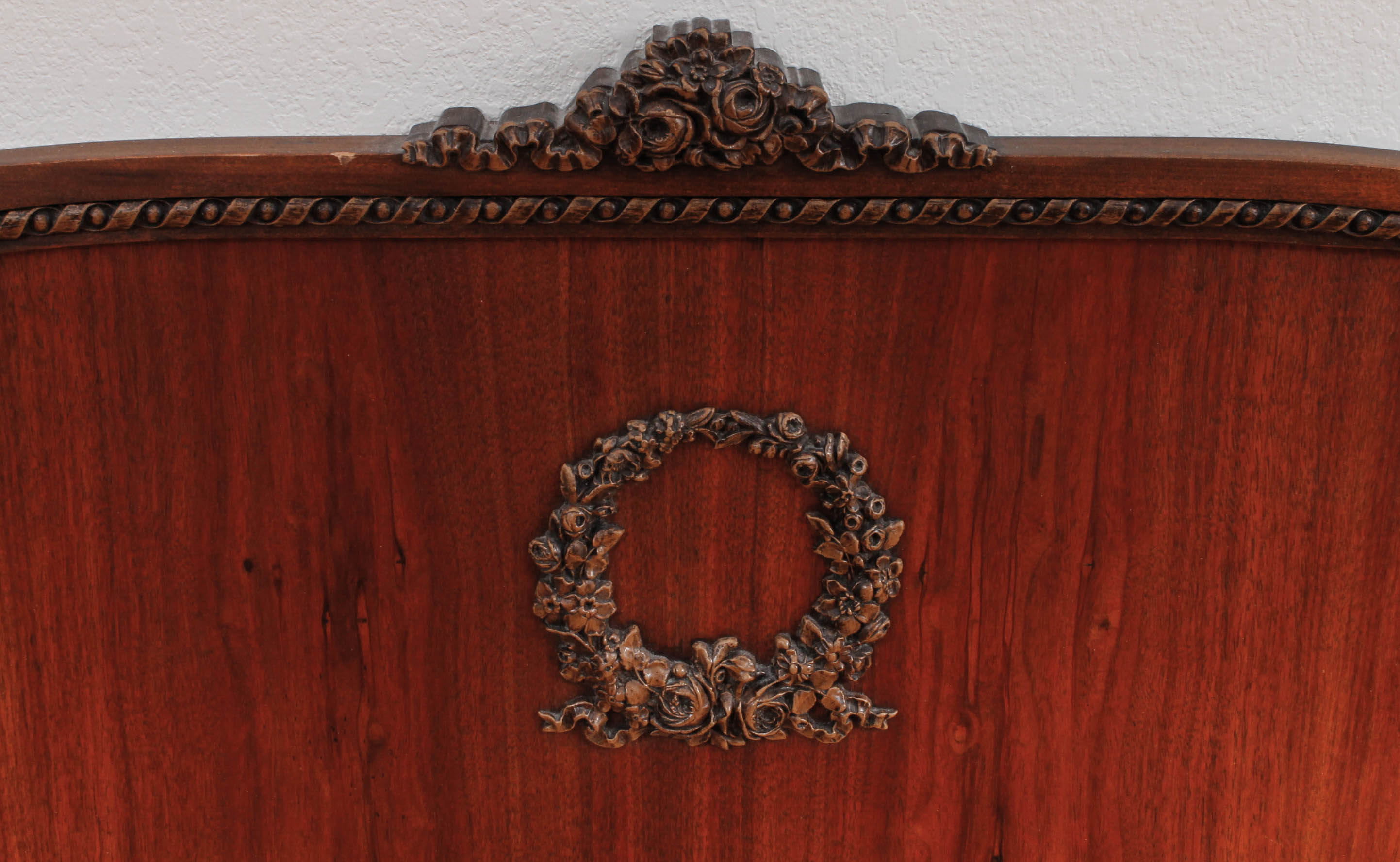 Vintage Wooden Headboard with Carved Details
