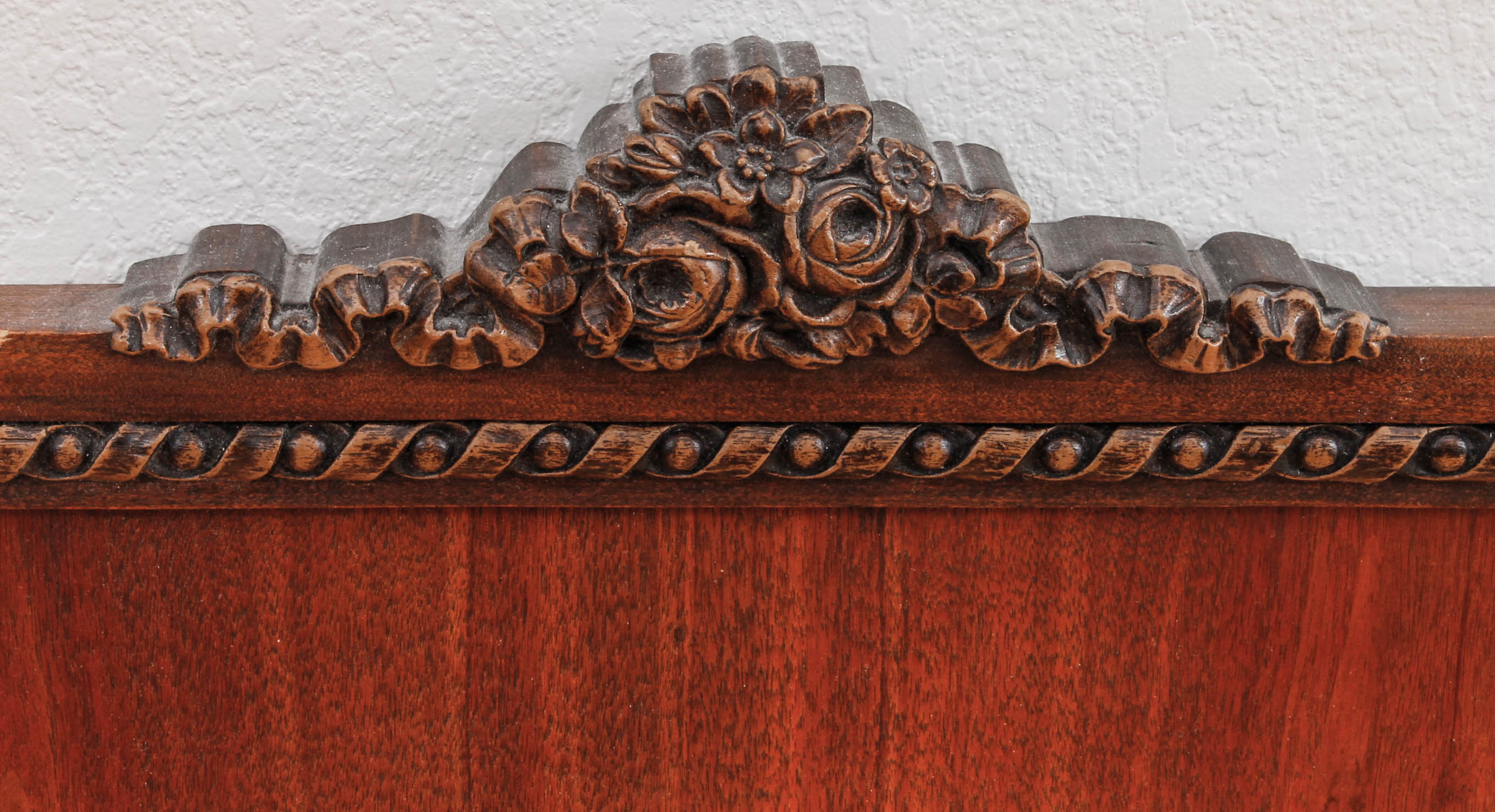 Vintage Wooden Headboard with Carved Details