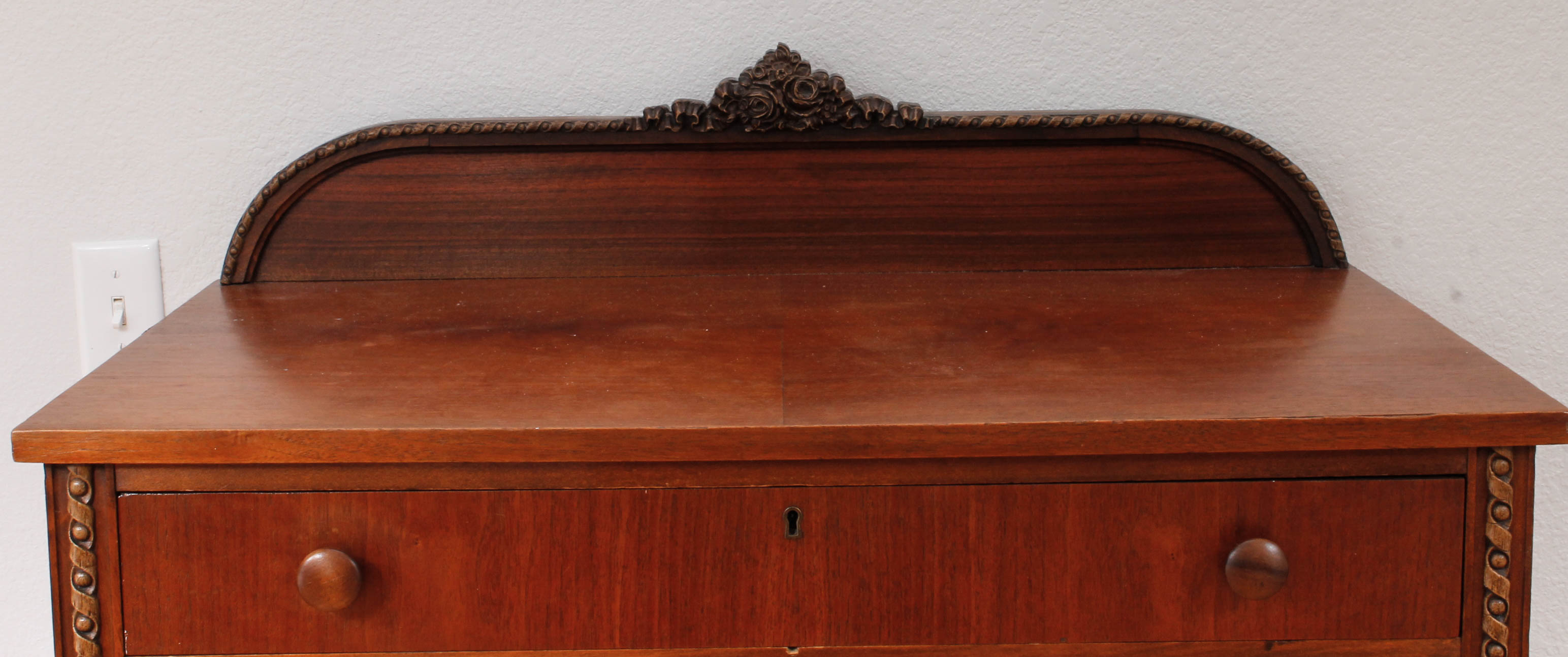 Vintage Wooden Dresser Cabinet with Decorative Wall Panel