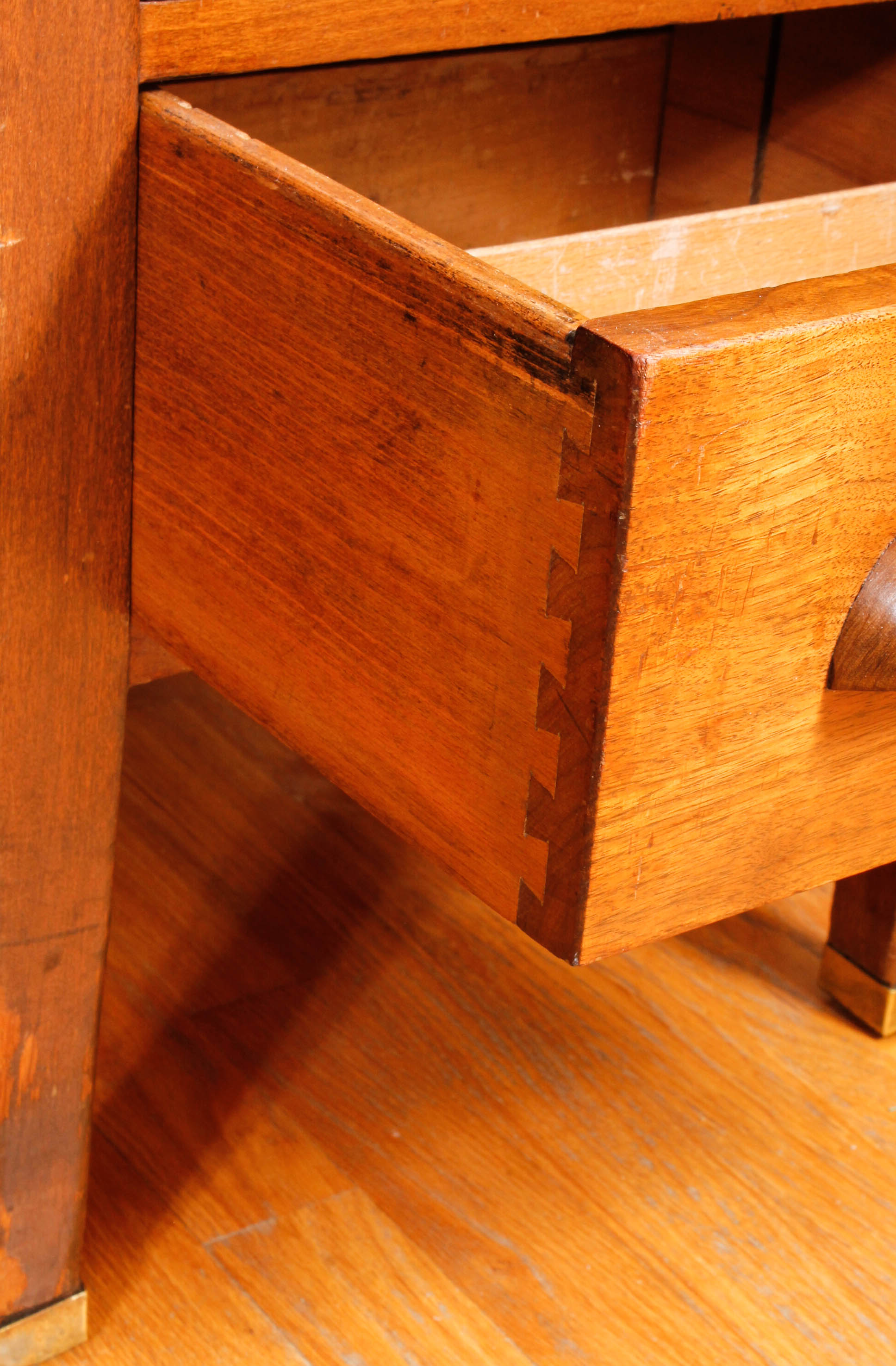 Large Vintage Wooden Desk with Upholstered Office Chair