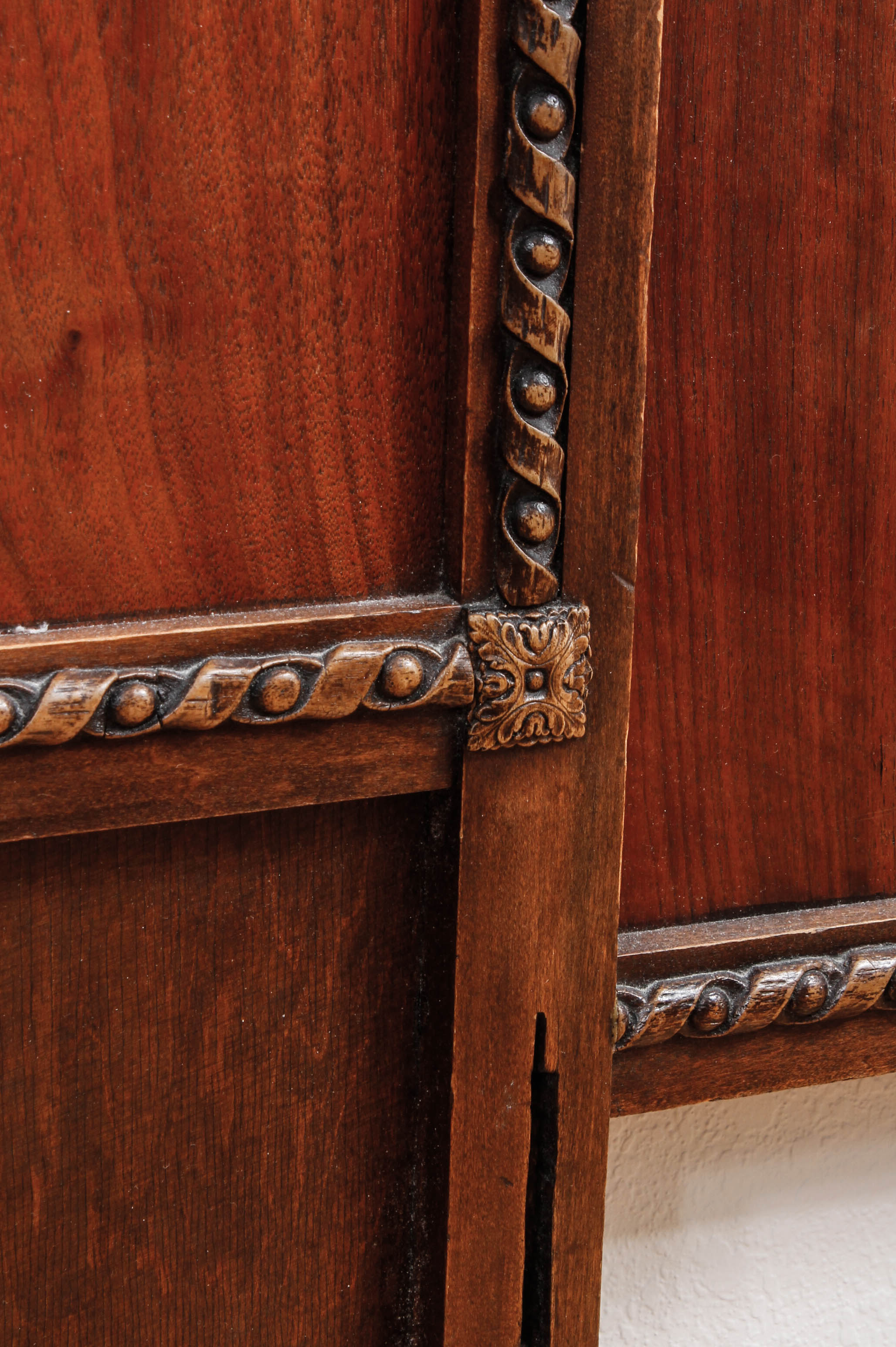 Vintage Wooden Headboard with Carved Details