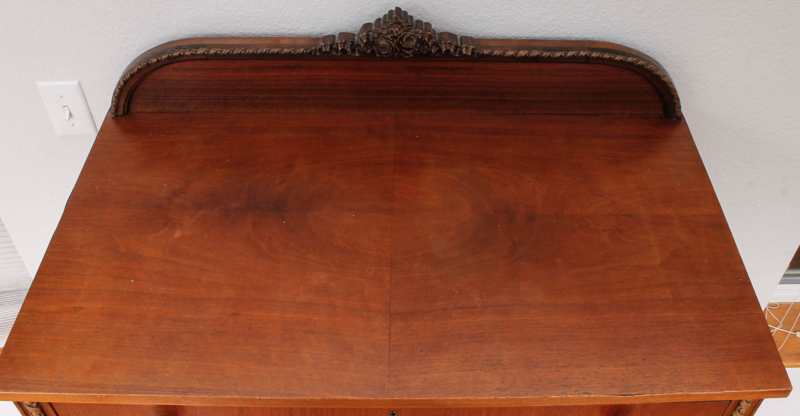 Vintage Wooden Dresser Cabinet with Decorative Wall Panel