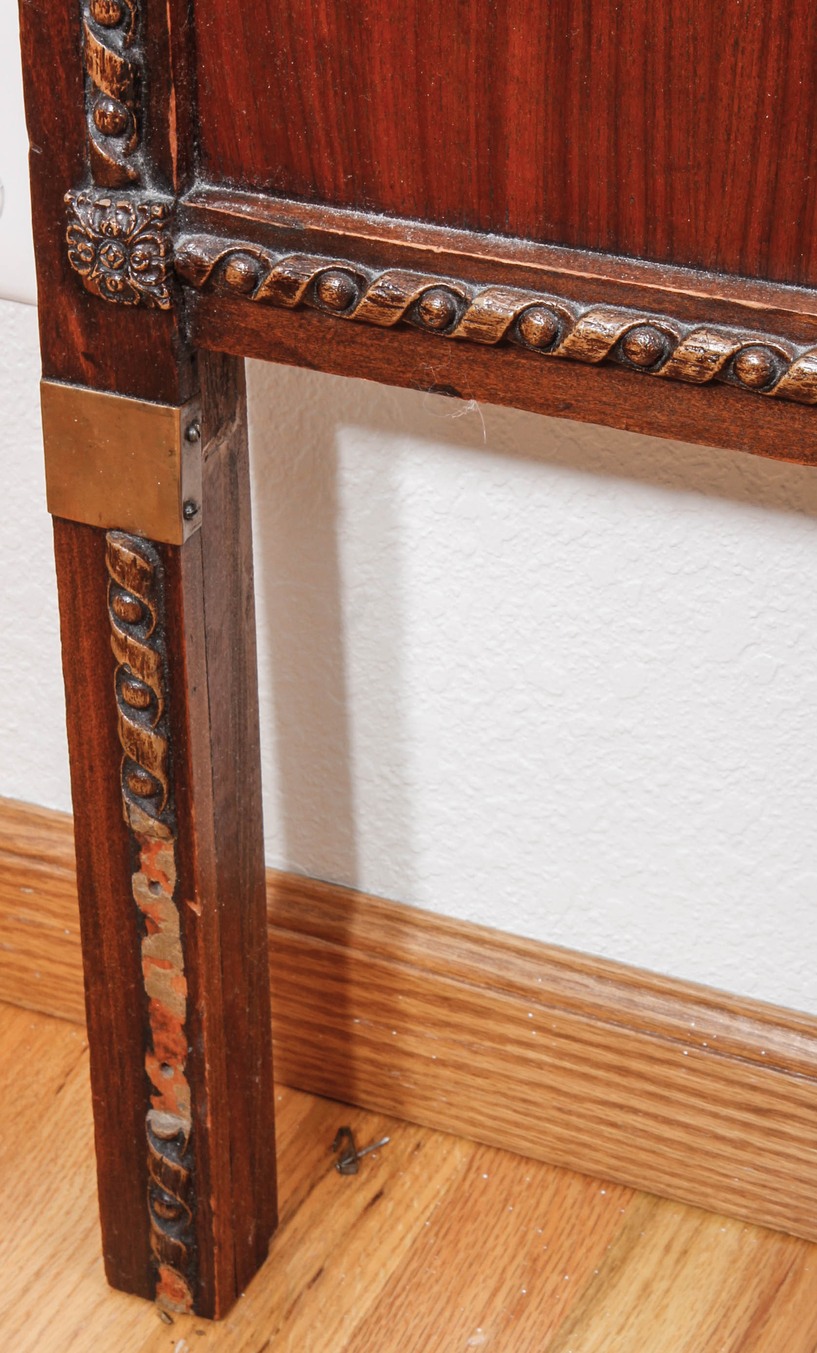 Vintage Wooden Headboard with Carved Details