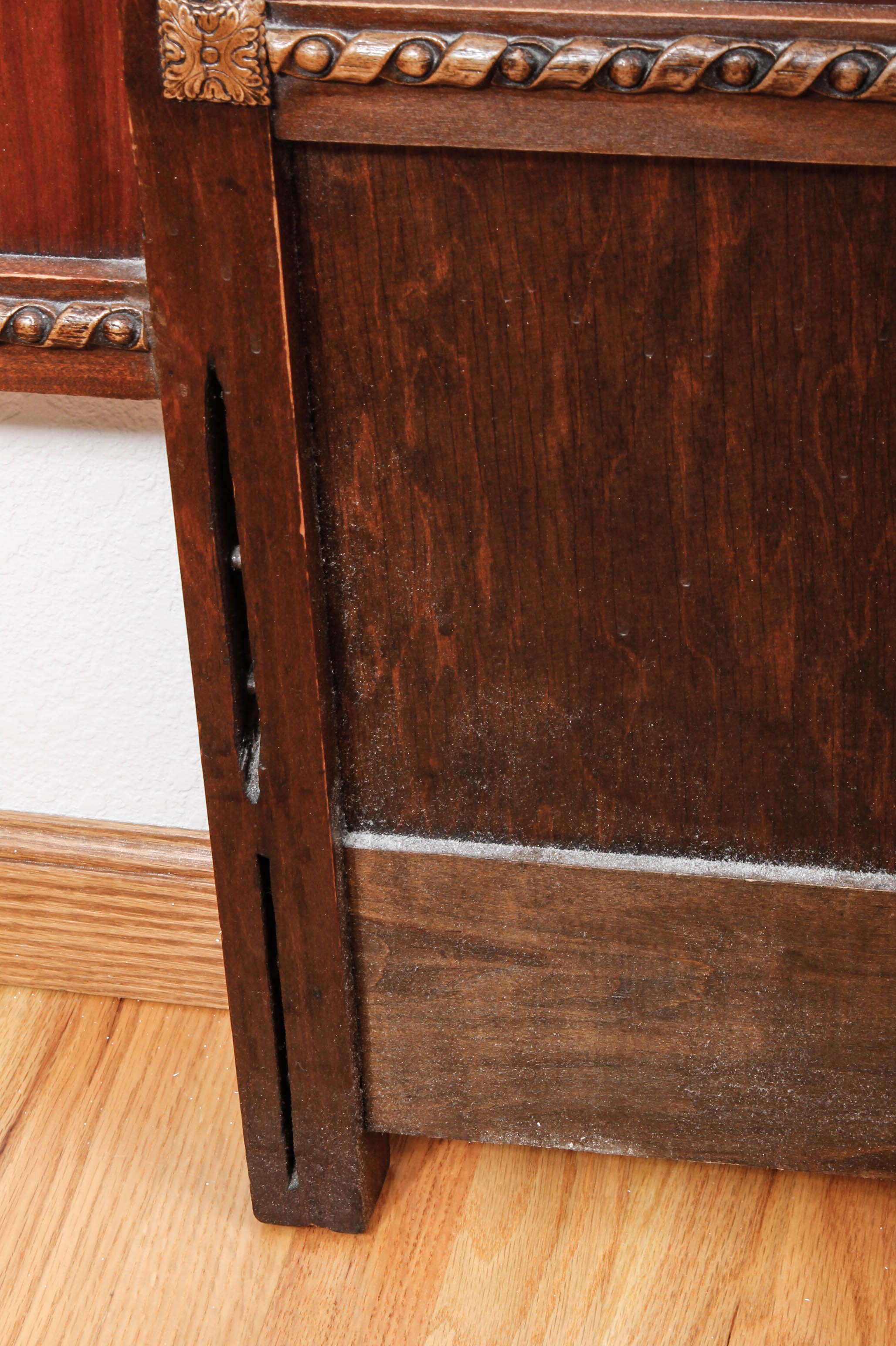 Vintage Wooden Headboard with Carved Details