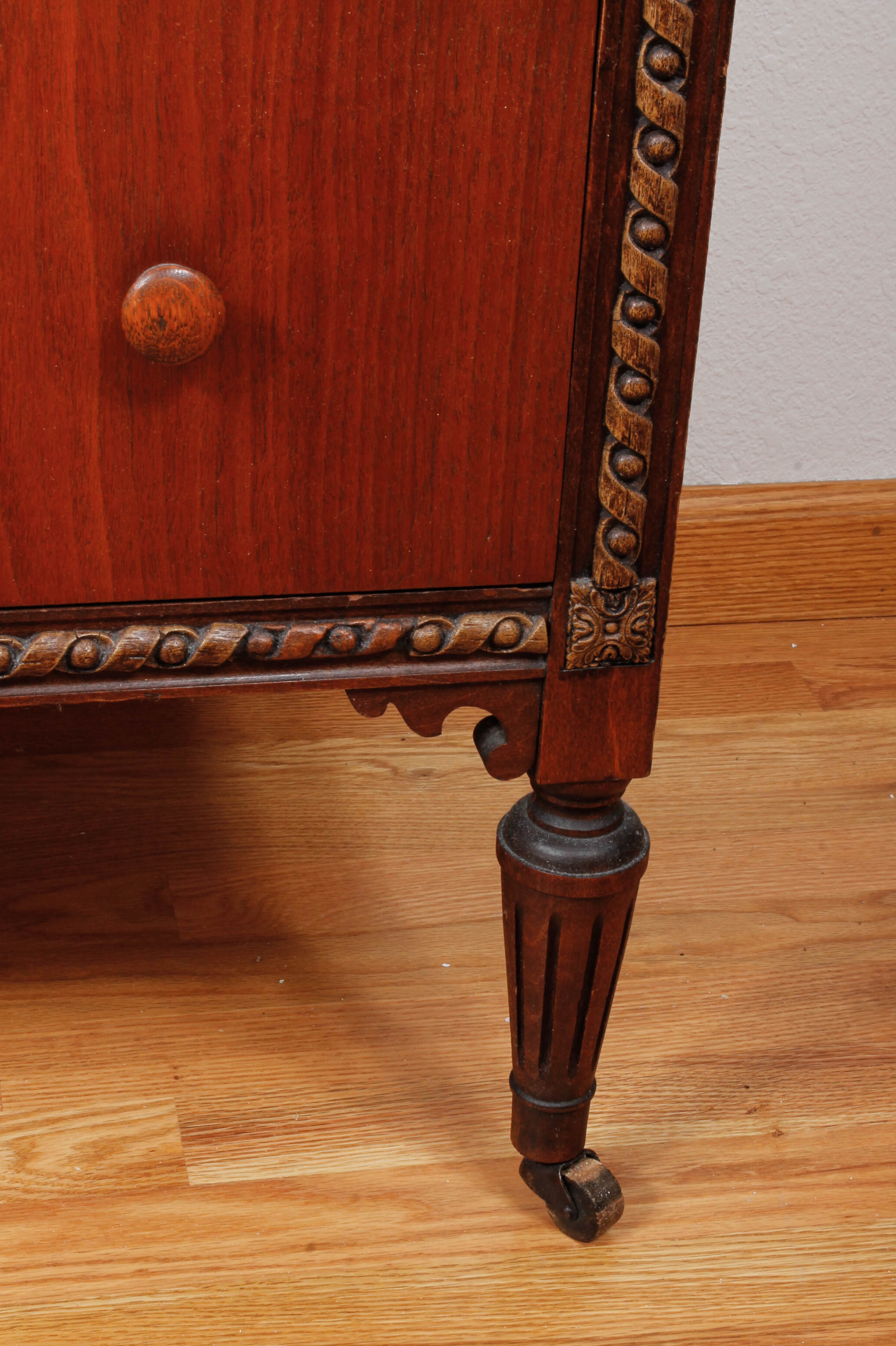 Vintage Wooden Dresser Cabinet with Decorative Wall Panel