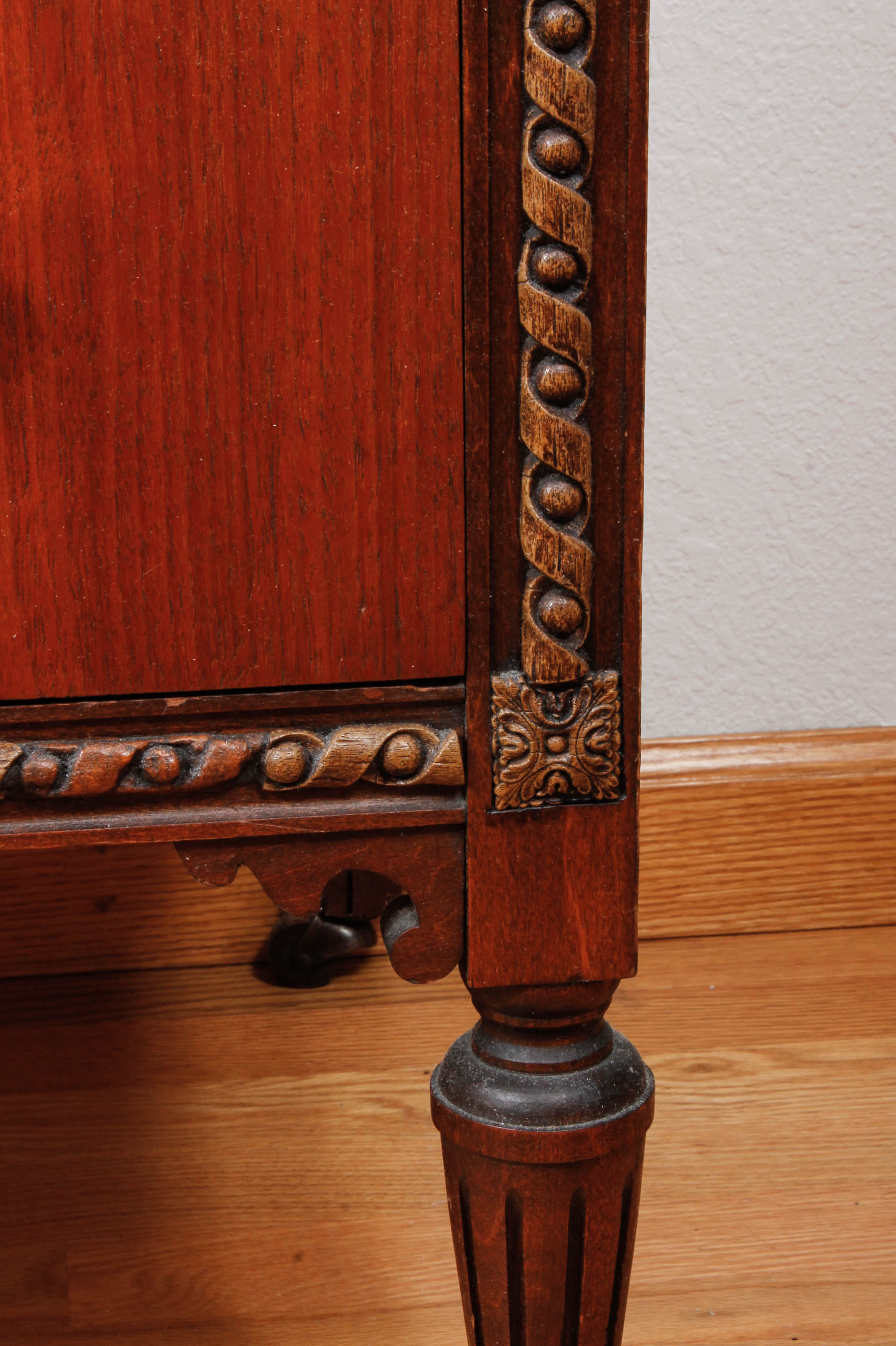 Vintage Wooden Dresser Cabinet with Decorative Wall Panel