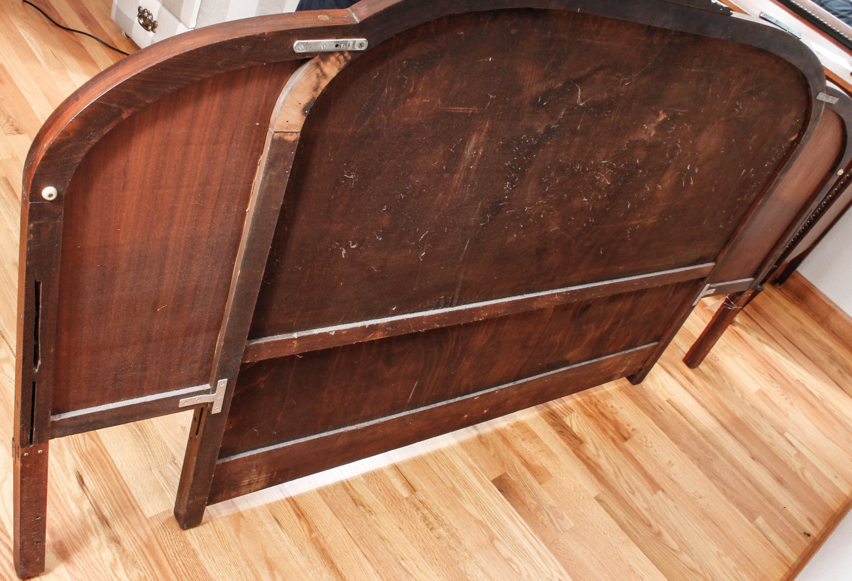 Vintage Wooden Headboard with Carved Details