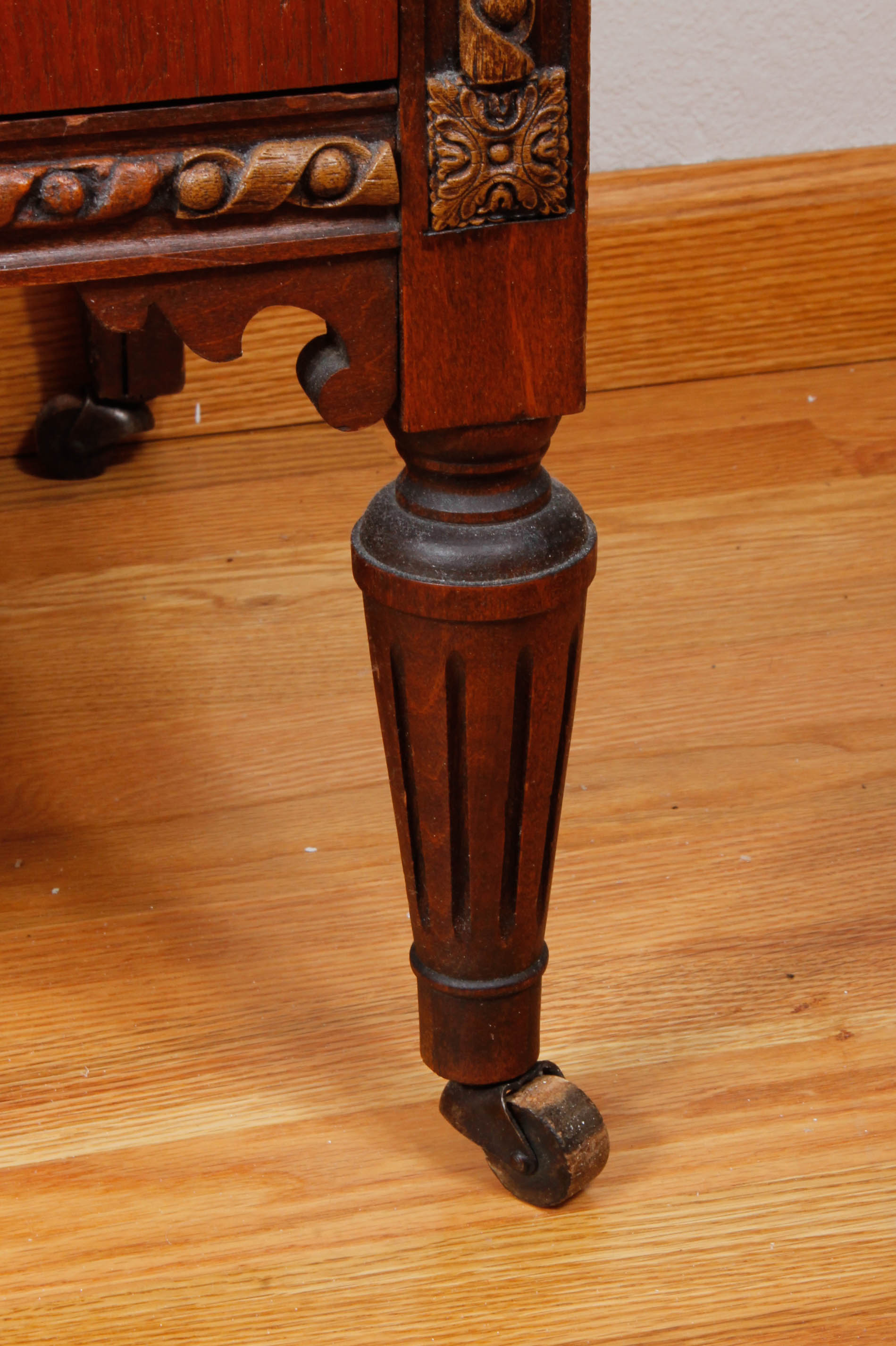 Vintage Wooden Dresser Cabinet with Decorative Wall Panel