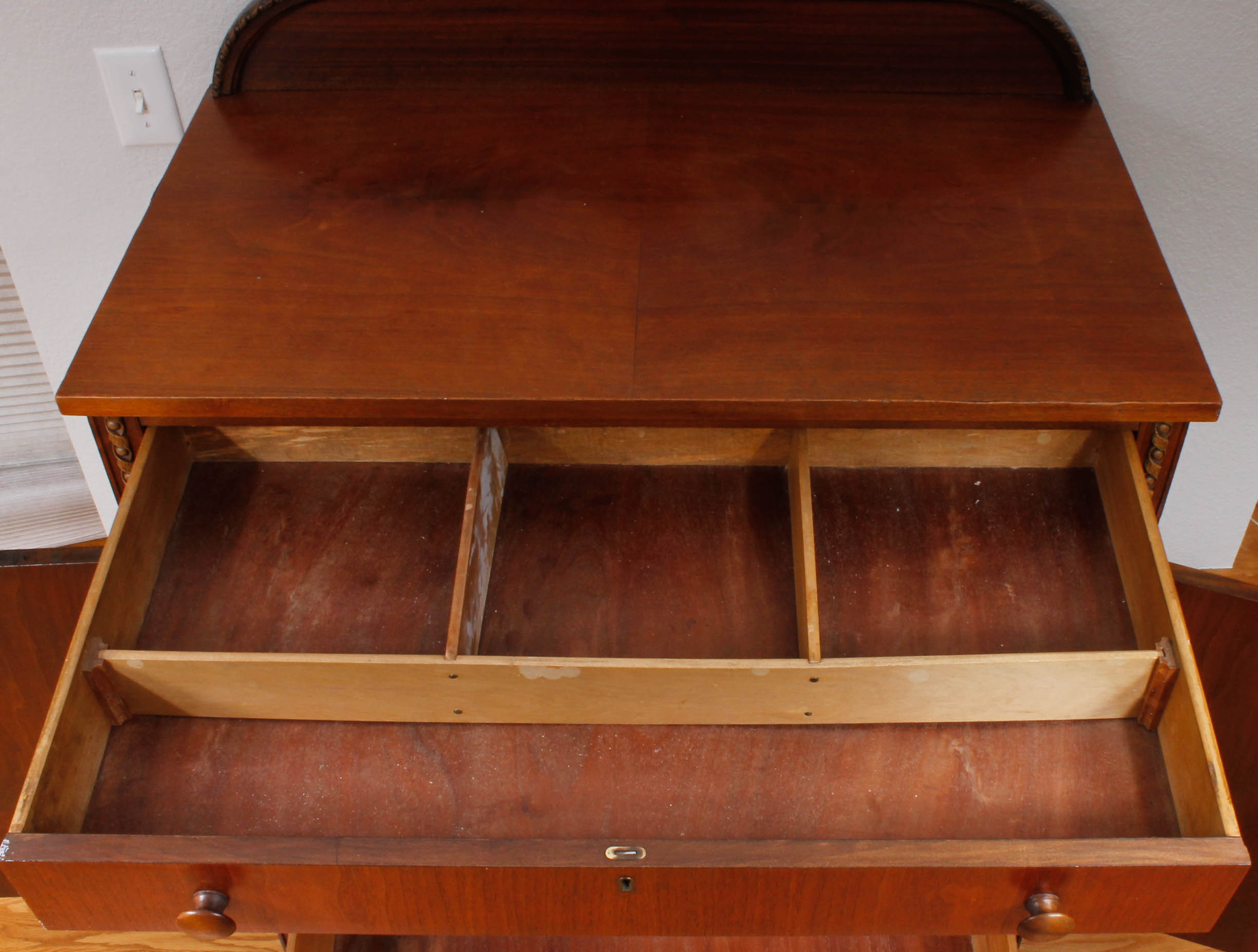 Vintage Wooden Dresser Cabinet with Decorative Wall Panel