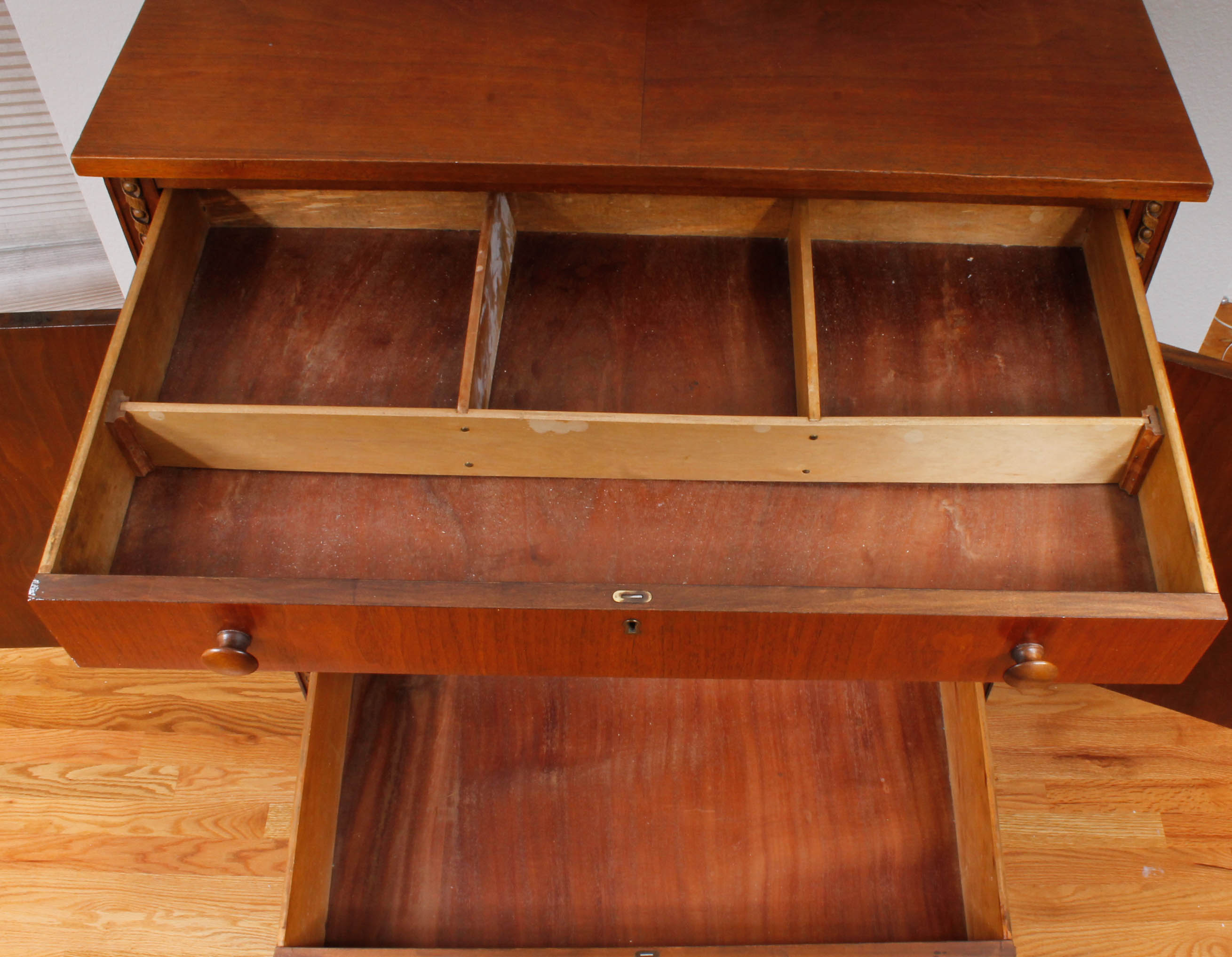 Vintage Wooden Dresser Cabinet with Decorative Wall Panel