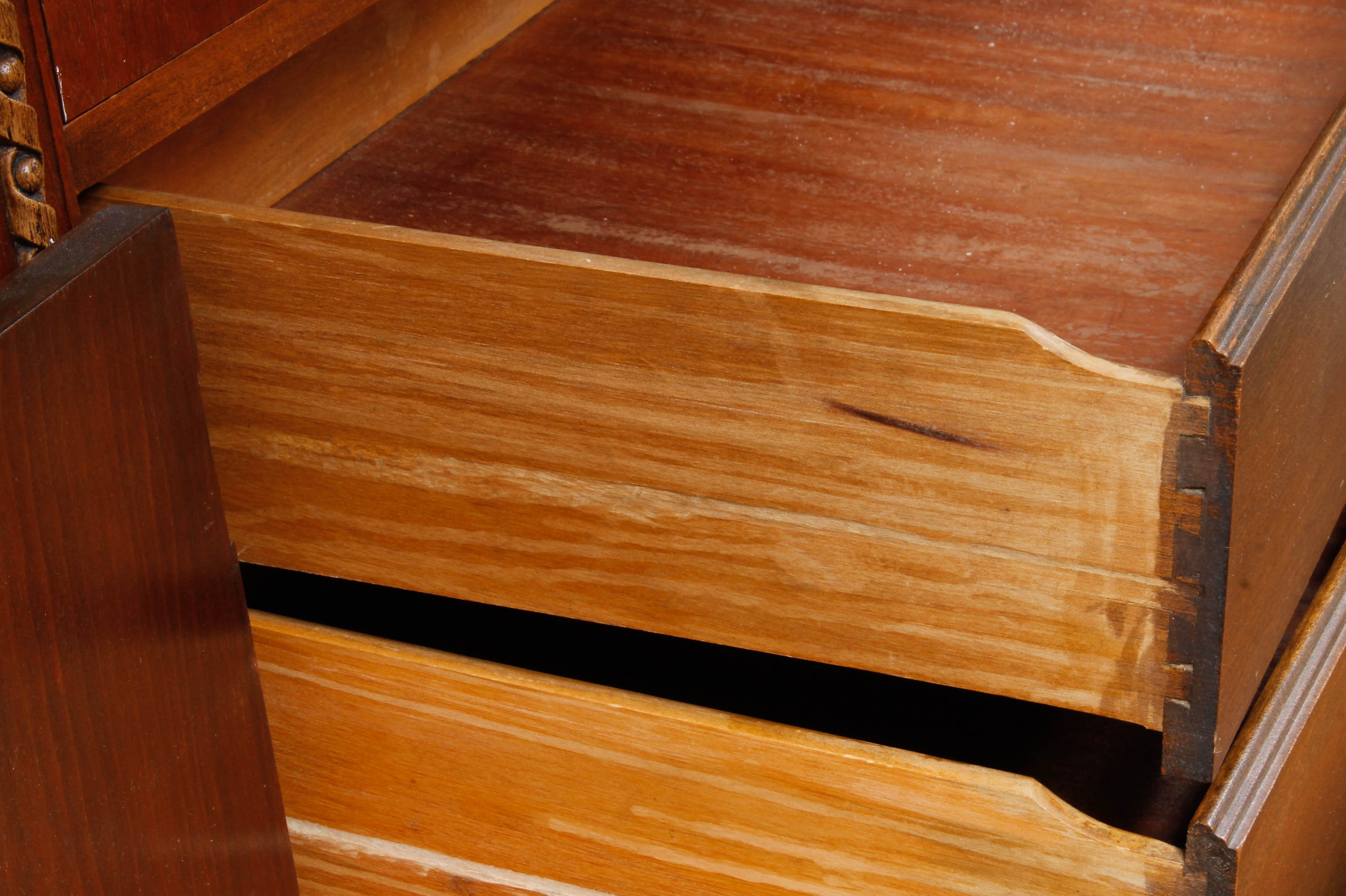 Vintage Wooden Dresser Cabinet with Decorative Wall Panel