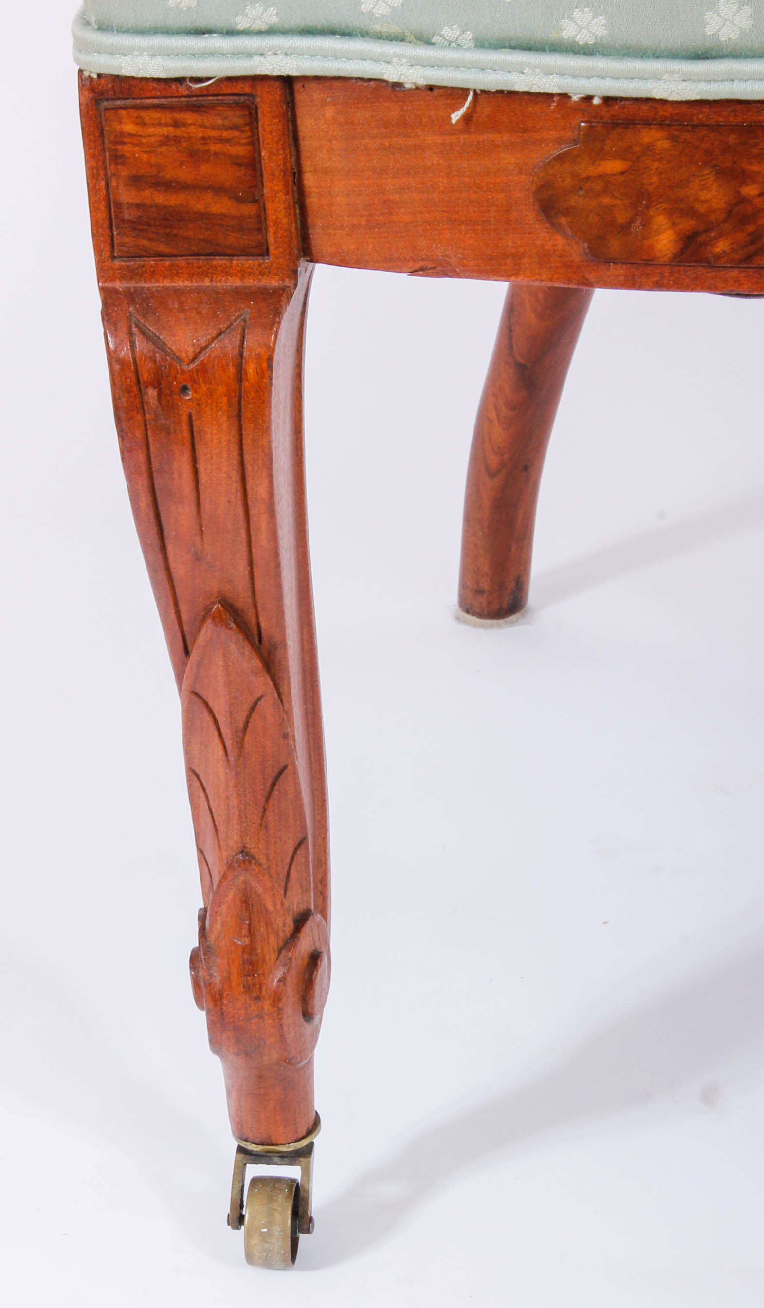 Pair of Carved and Upholstered Victorian Parlour Chairs with Matching Footrest