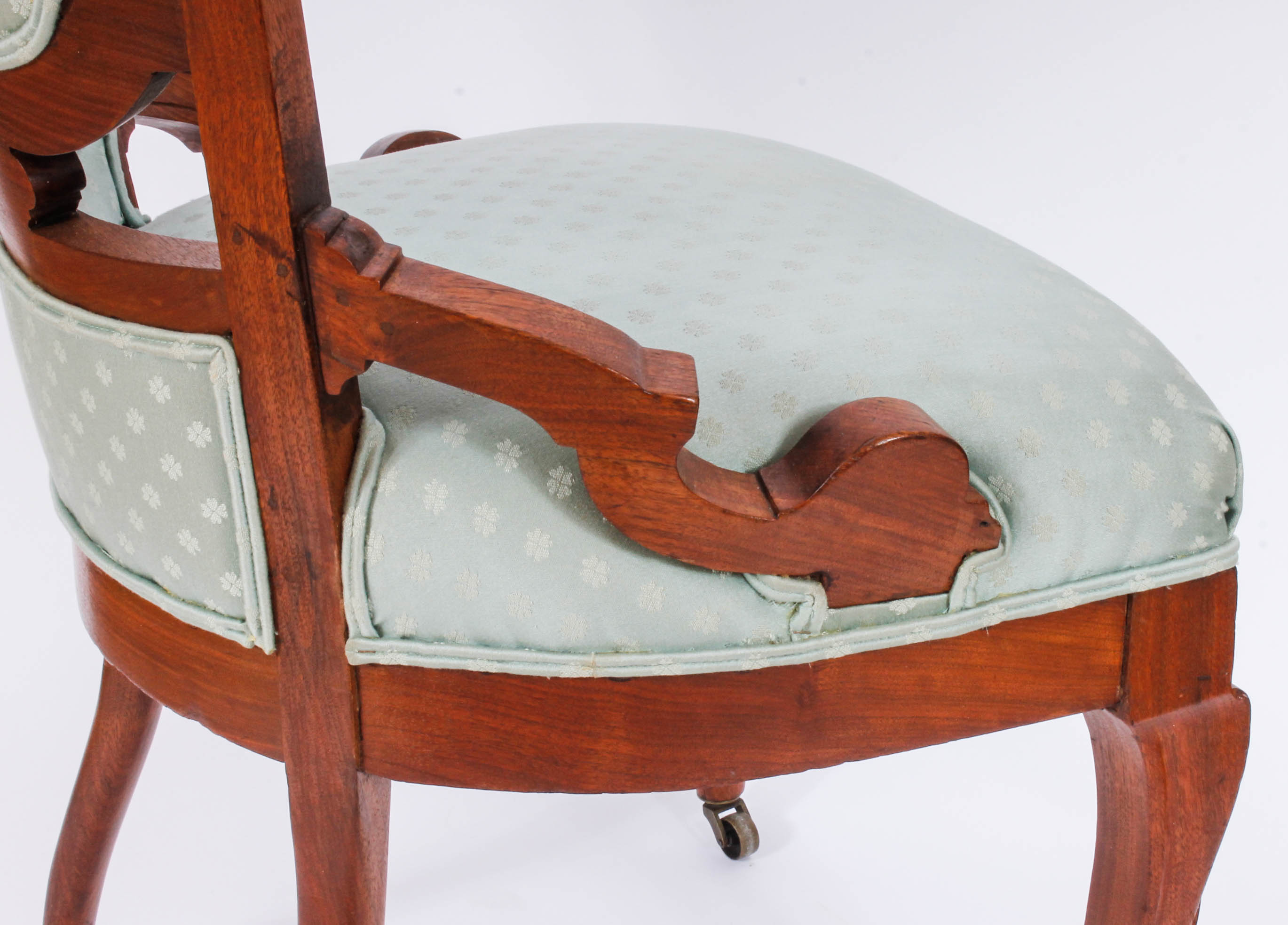Pair of Carved and Upholstered Victorian Parlour Chairs with Matching Footrest