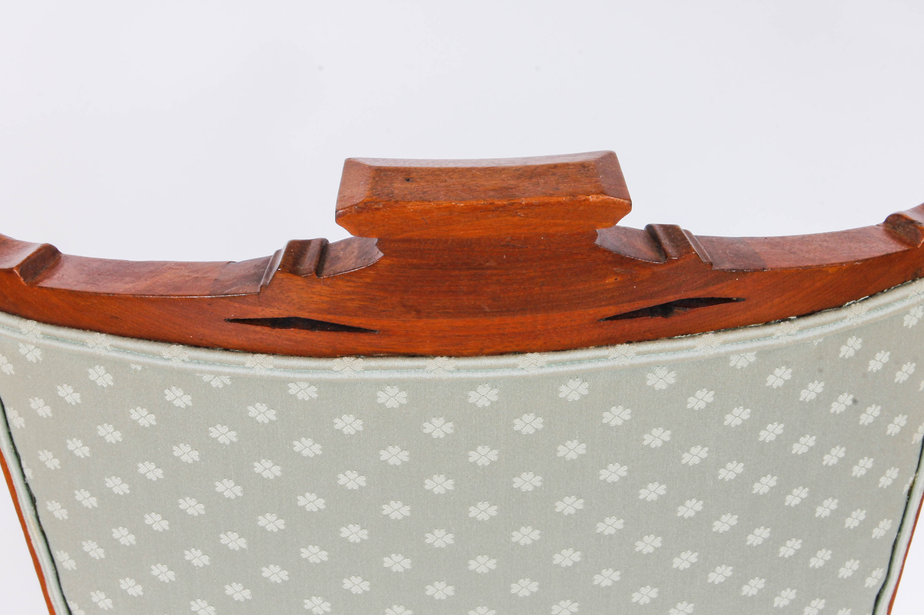 Pair of Carved and Upholstered Victorian Parlour Chairs with Matching Footrest