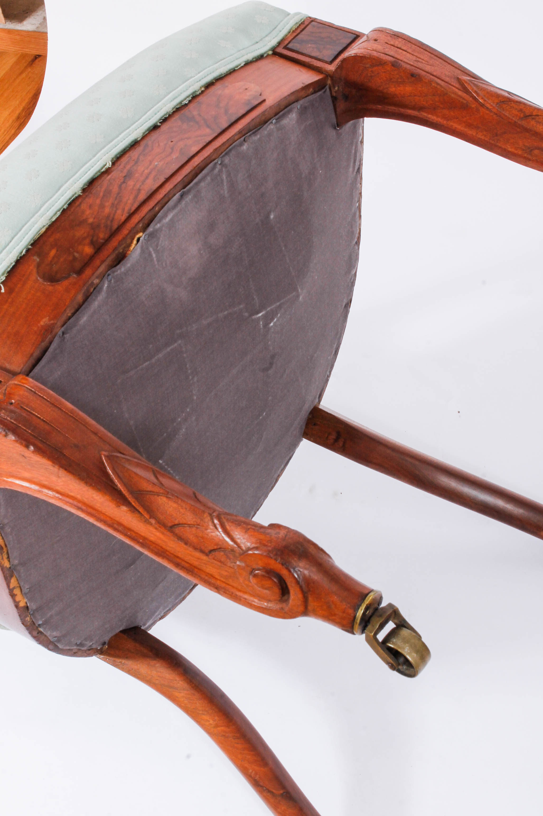 Pair of Carved and Upholstered Victorian Parlour Chairs with Matching Footrest