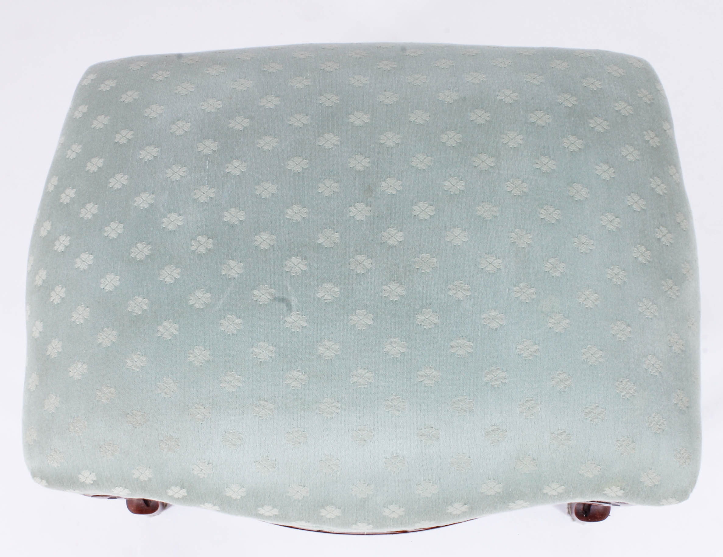 Pair of Carved and Upholstered Victorian Parlour Chairs with Matching Footrest