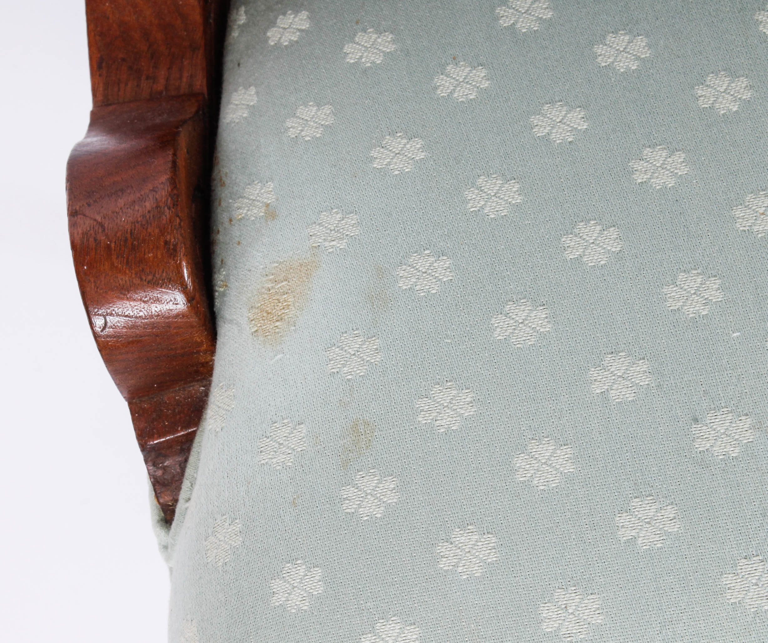Pair of Carved and Upholstered Victorian Parlour Chairs with Matching Footrest