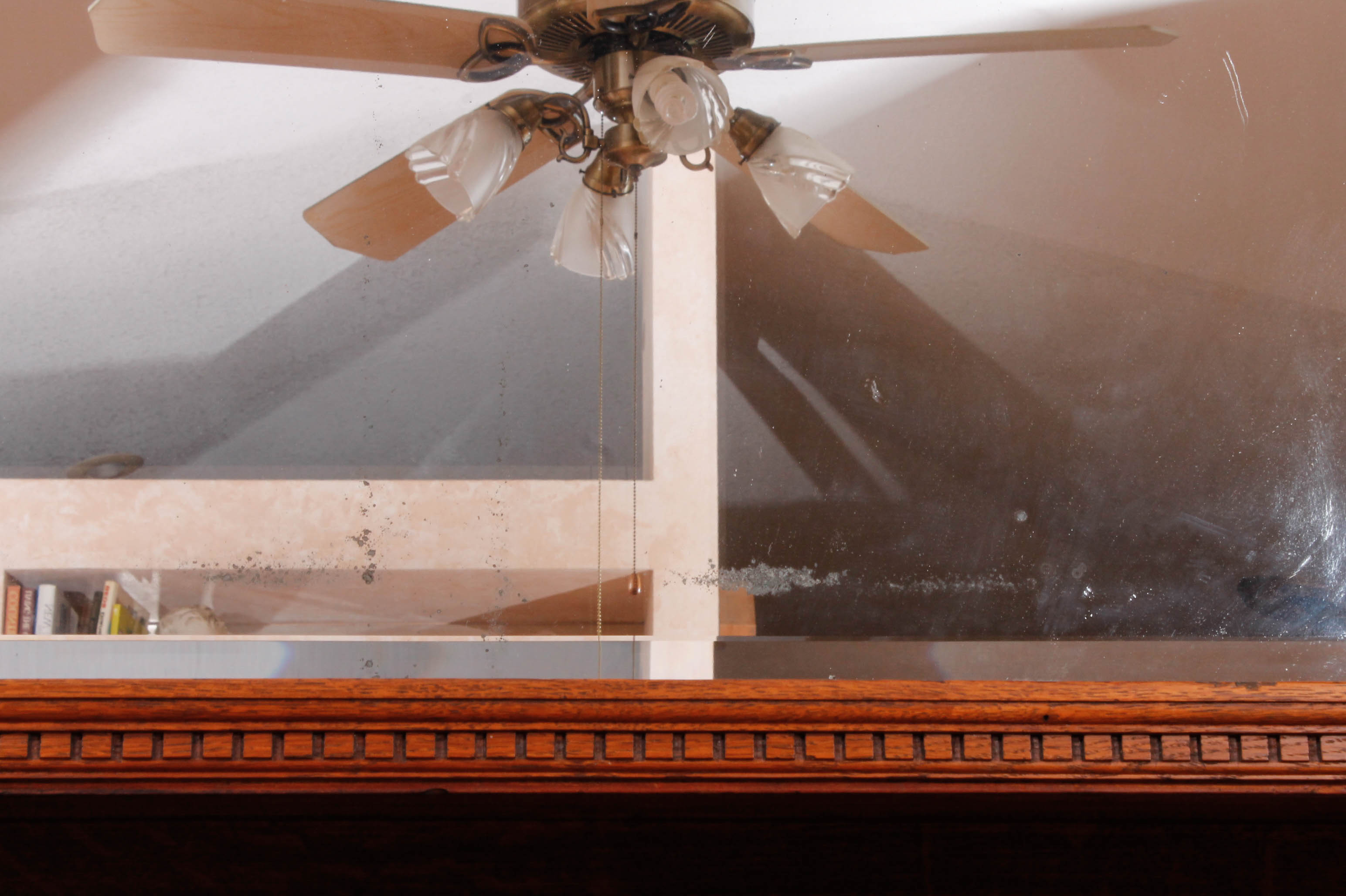 Antique European Carved Oak Entryway Credenza With Mirror