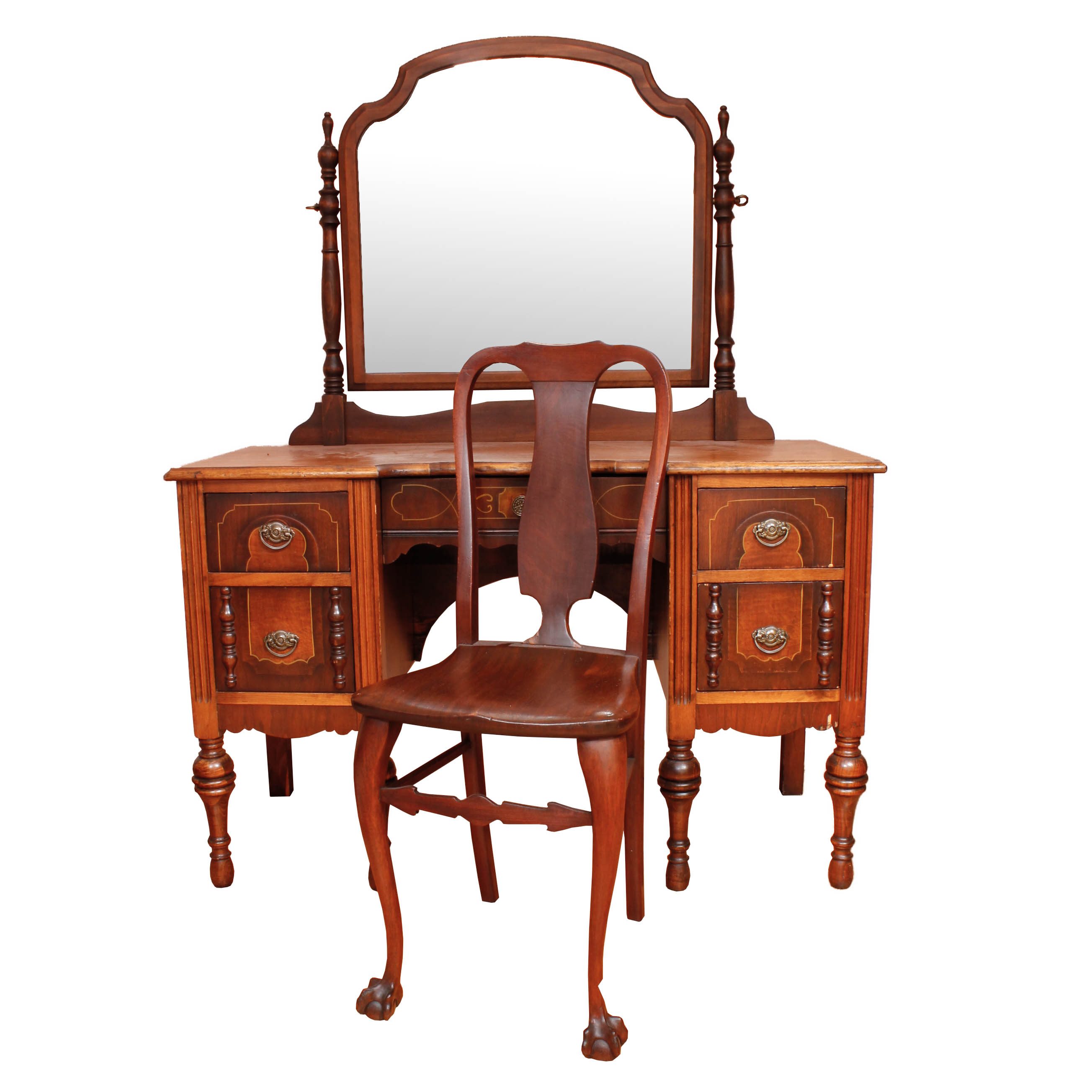 Vintage Vanity with Mirror and Chair