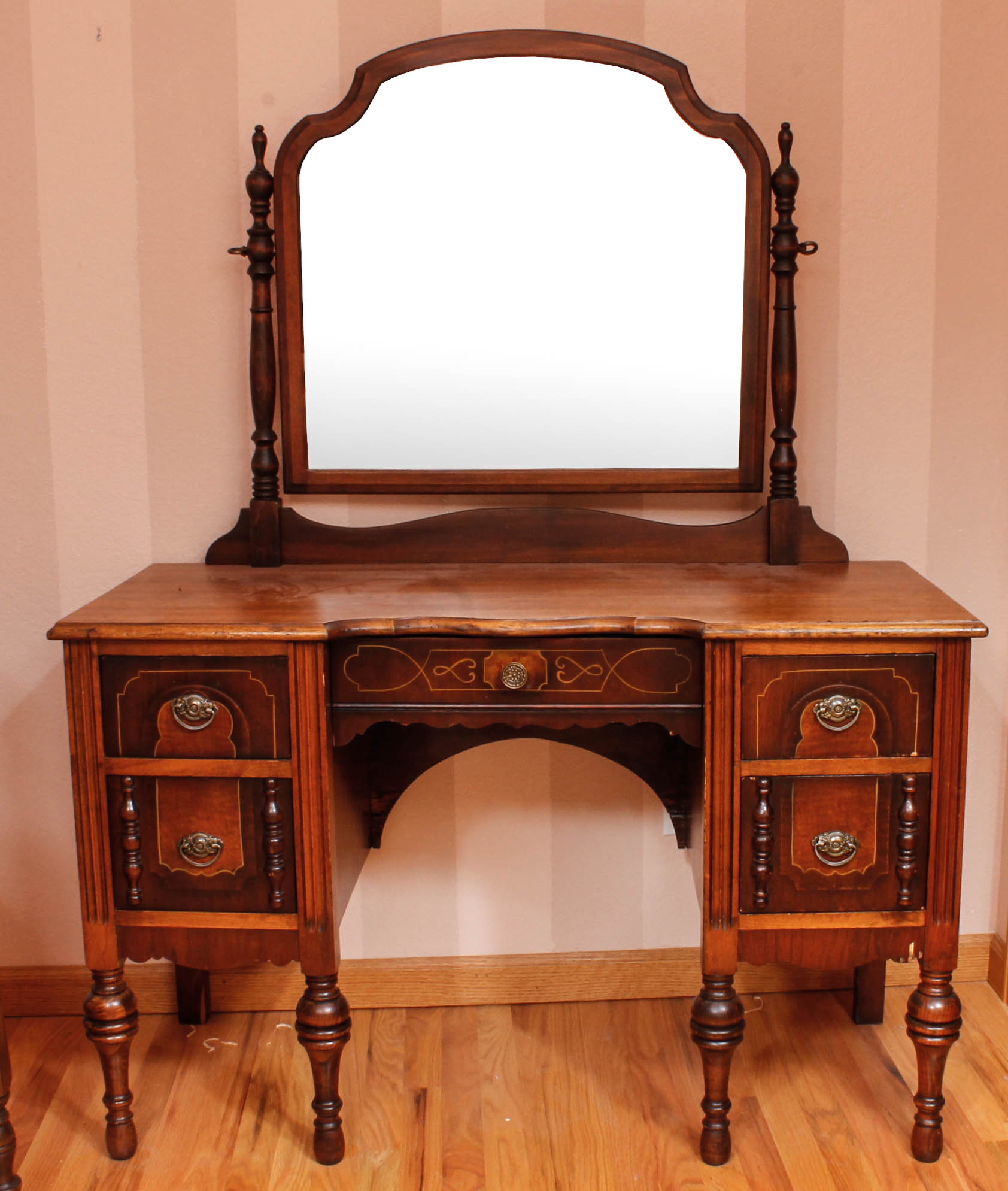 Vintage Vanity with Mirror and Chair