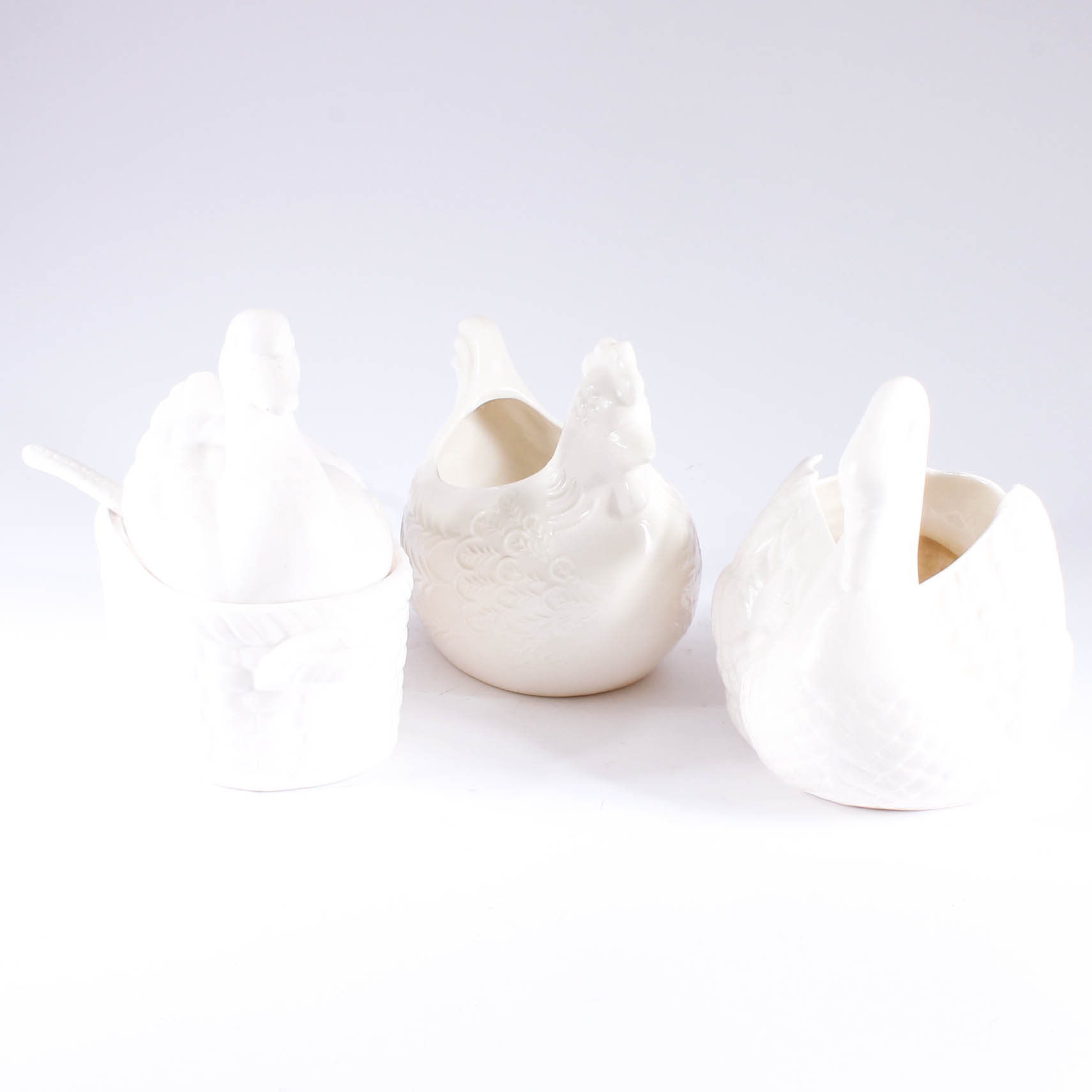 Vintage White Ceramic Bird Group