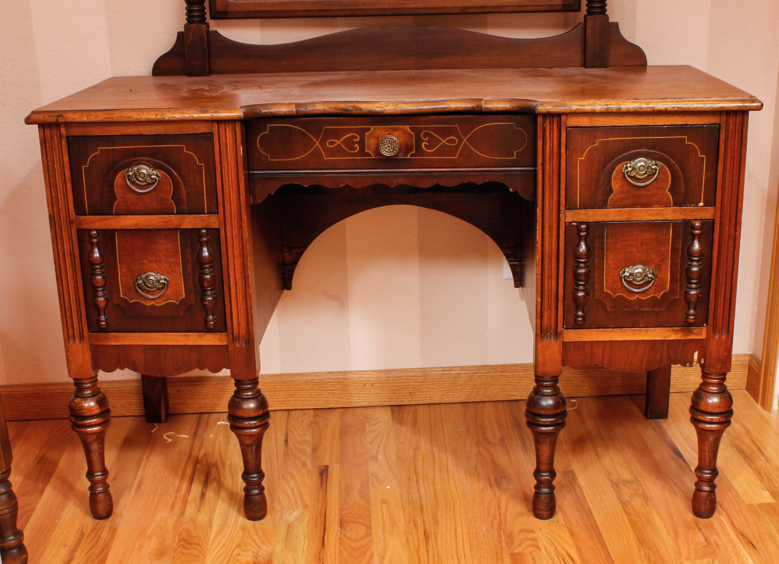 Vintage Vanity with Mirror and Chair