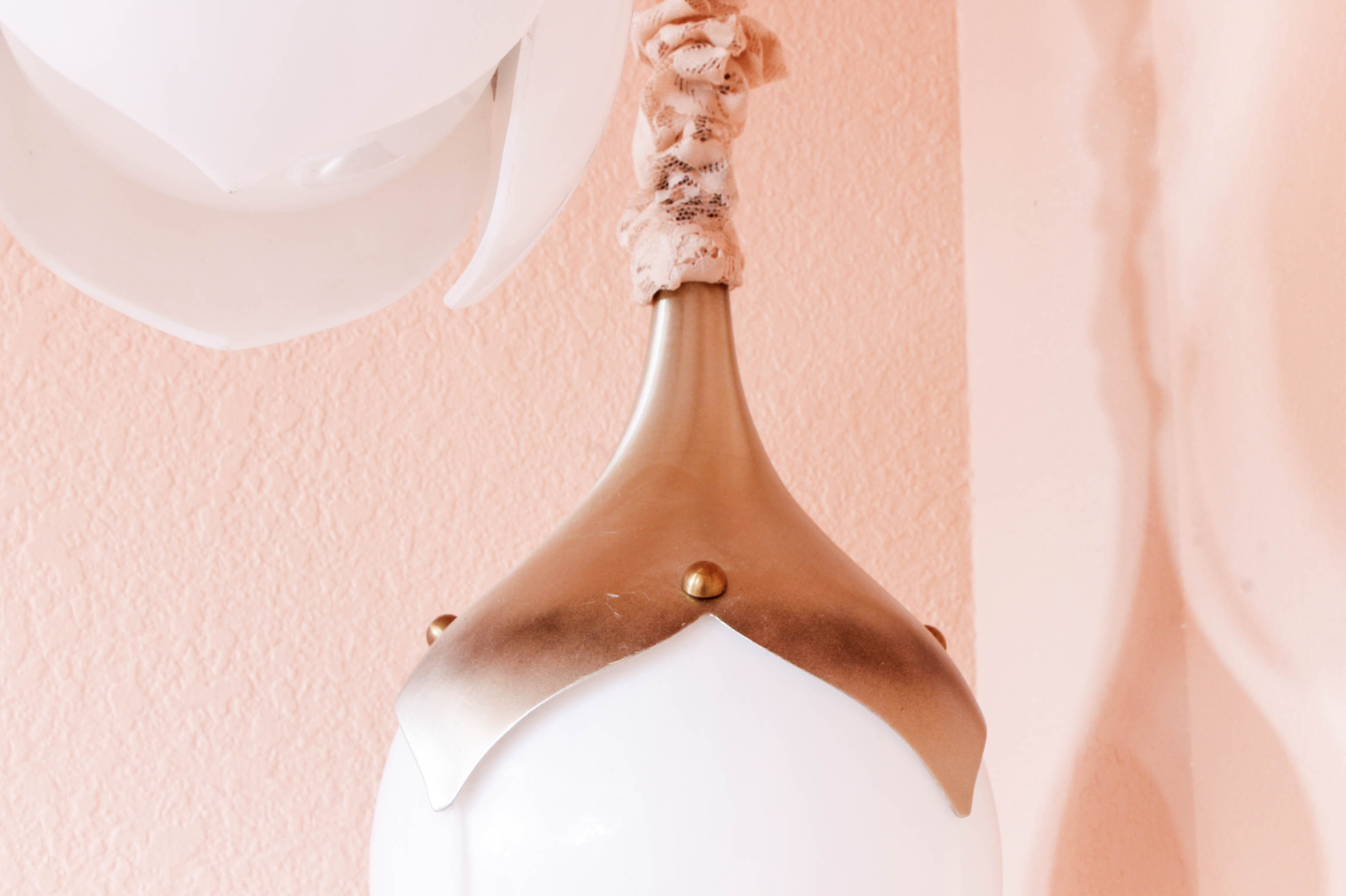 Pair of Mid-Century Metal and Glass Hanging Lamps