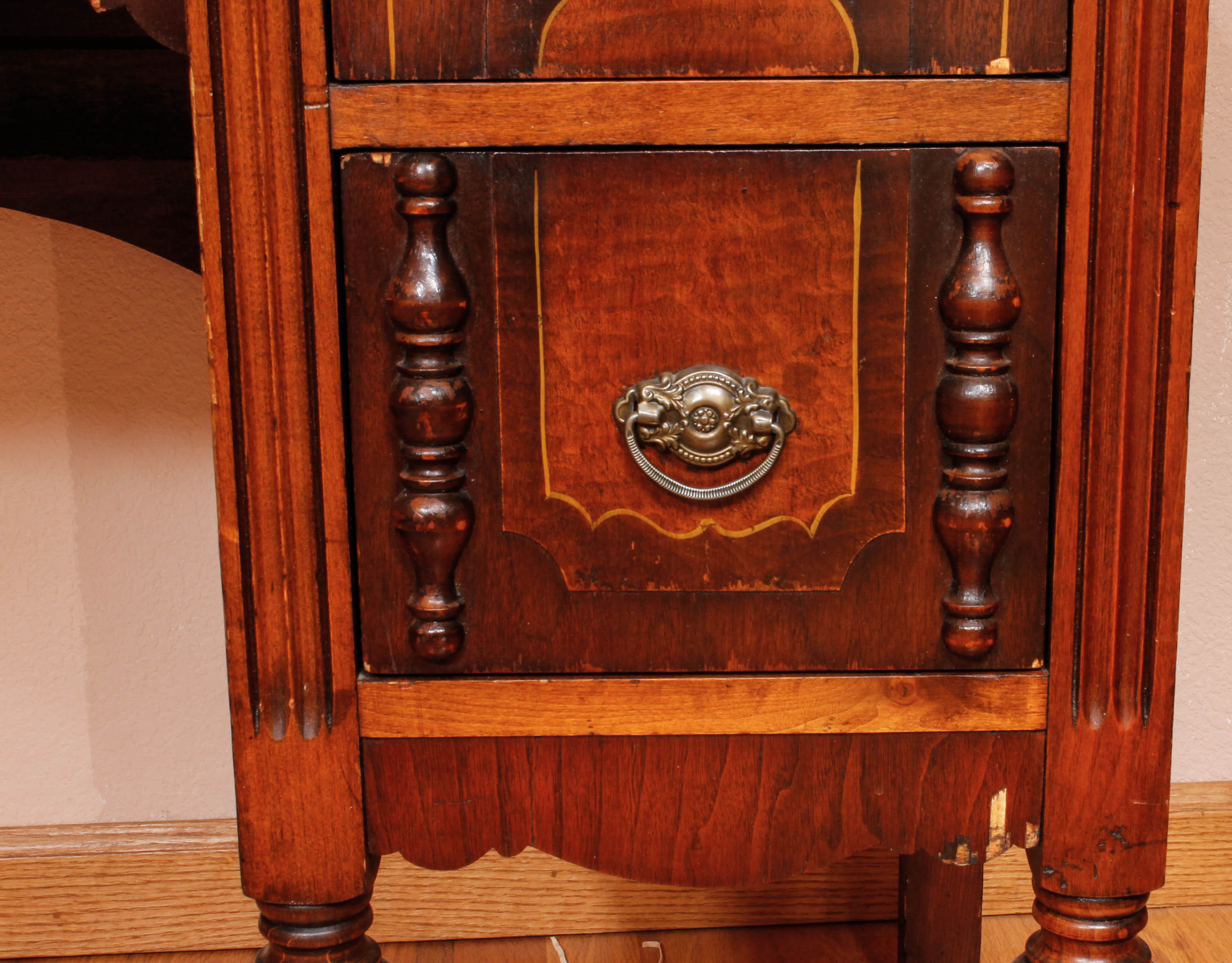 Vintage Vanity with Mirror and Chair