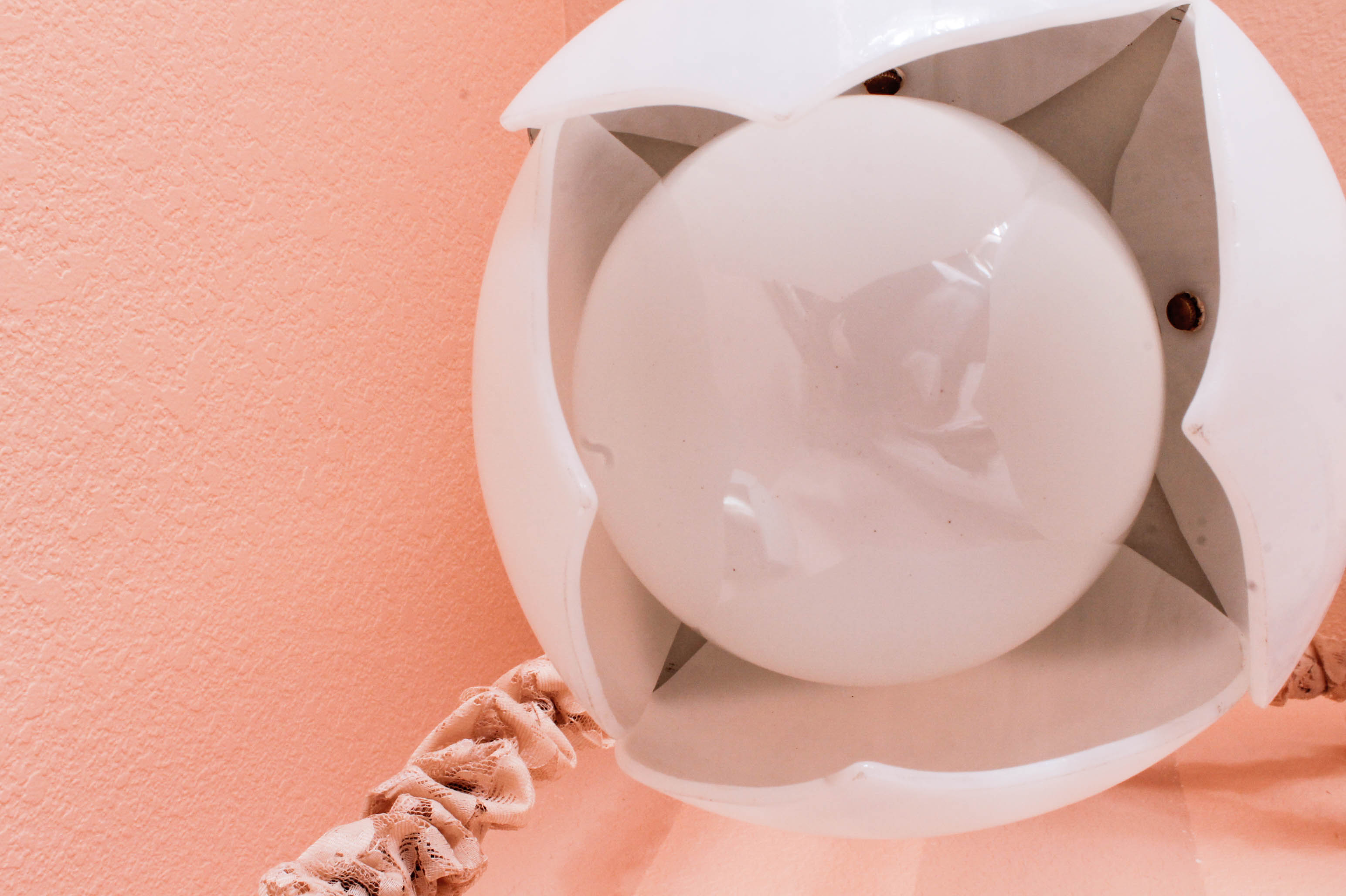 Pair of Mid-Century Metal and Glass Hanging Lamps