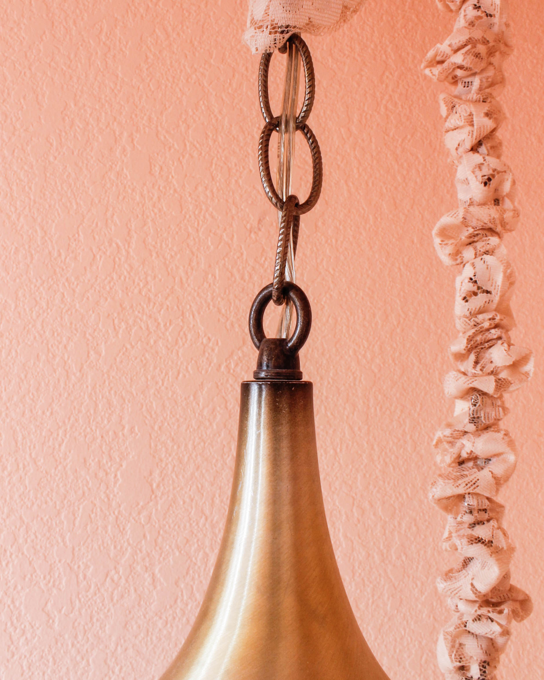 Pair of Mid-Century Metal and Glass Hanging Lamps