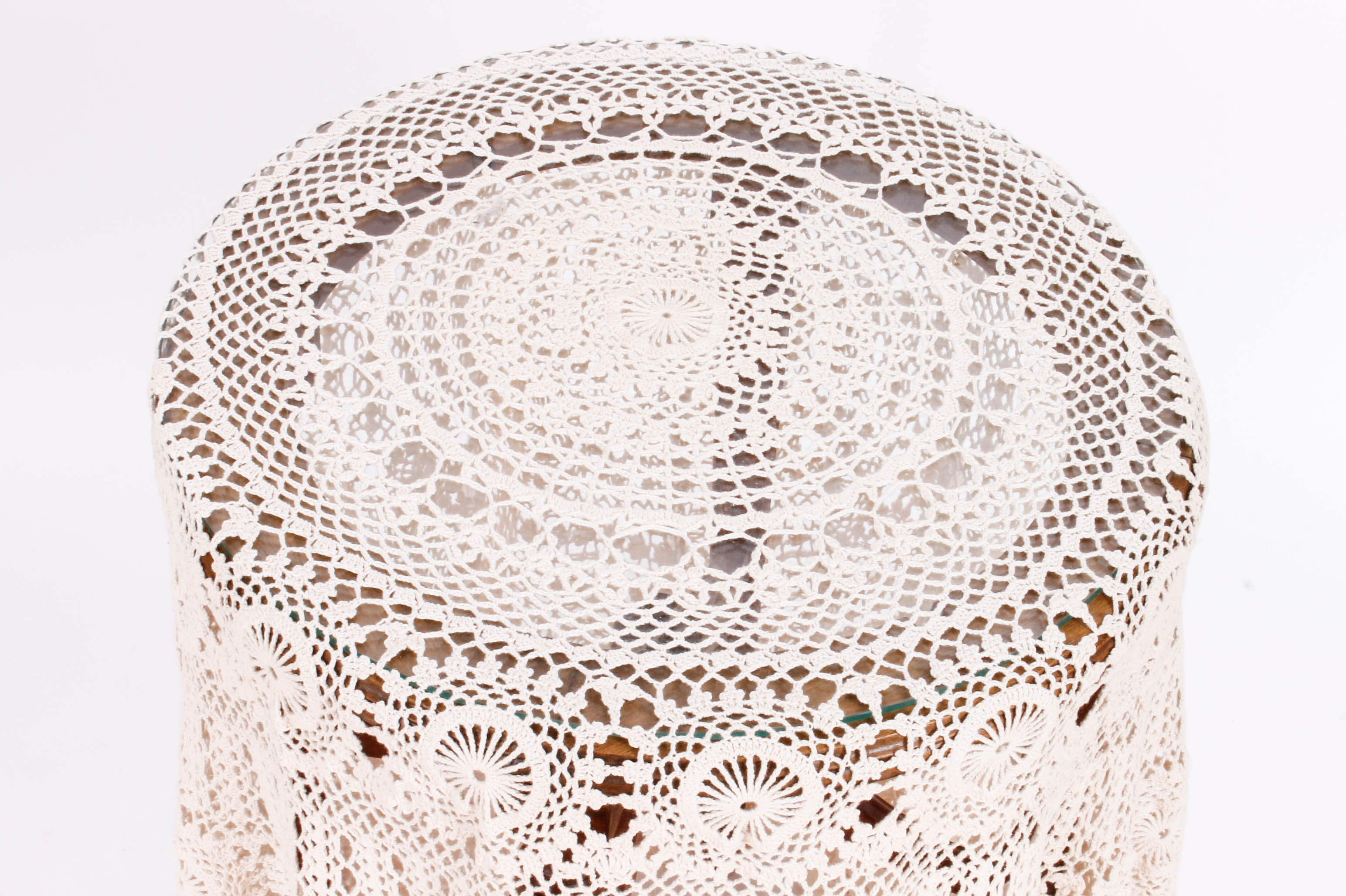 Vintage Wood Glass Topped Side Table