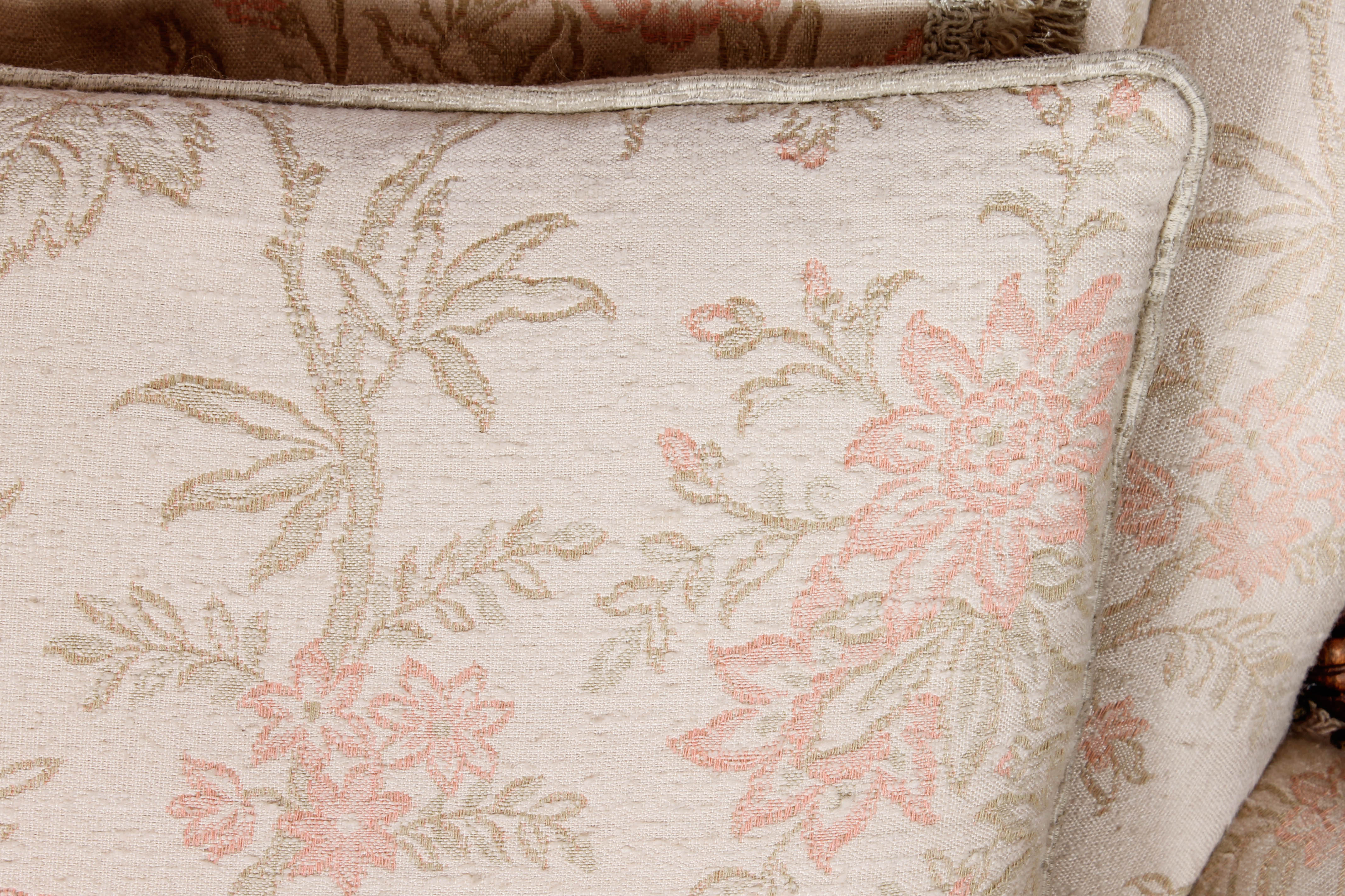 Upholstered Victorian Armchair and a Footrest with Slipcover